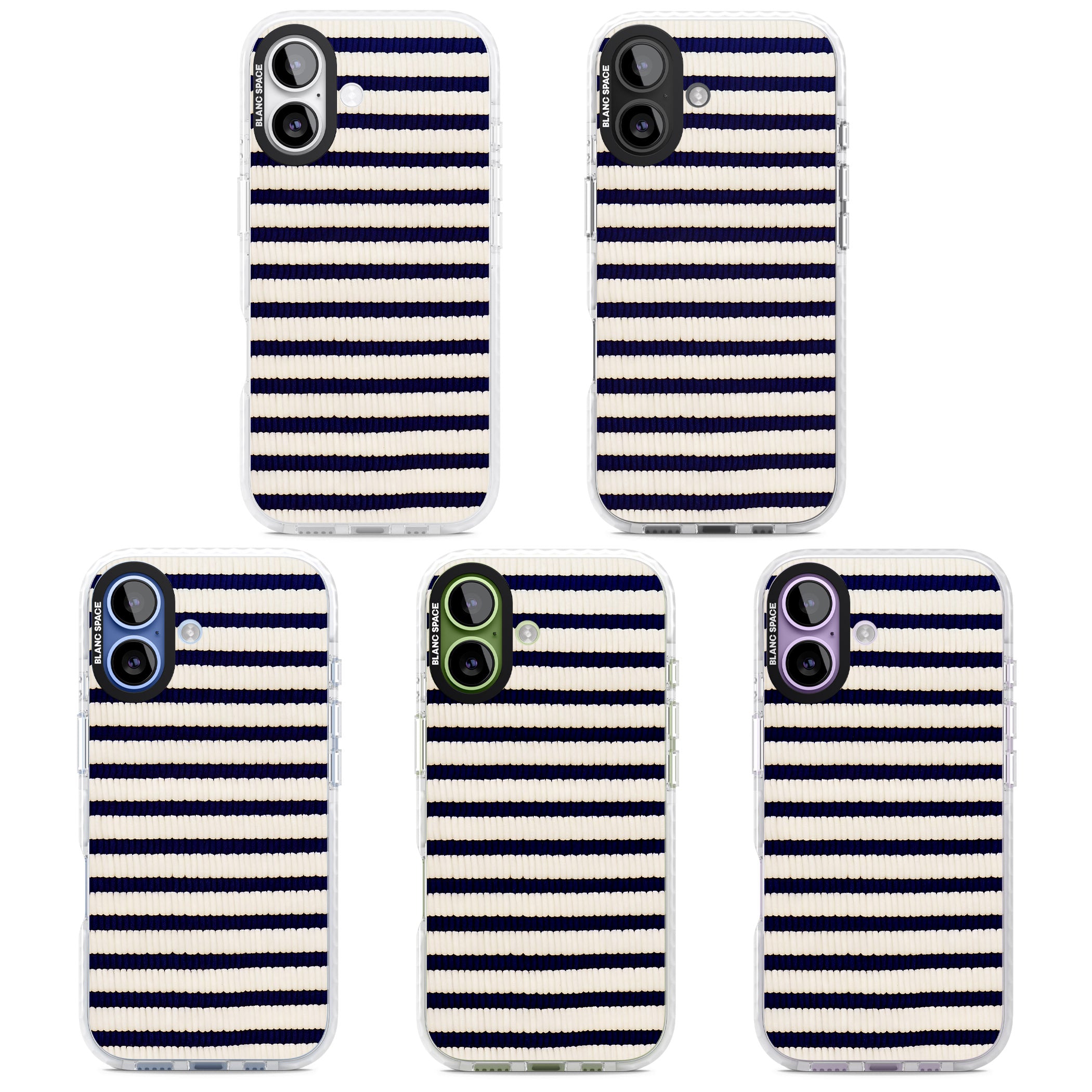 Navy & Cream Stripes iPhone 17 Impact Pro Clear Phone Case APT Impact Protection