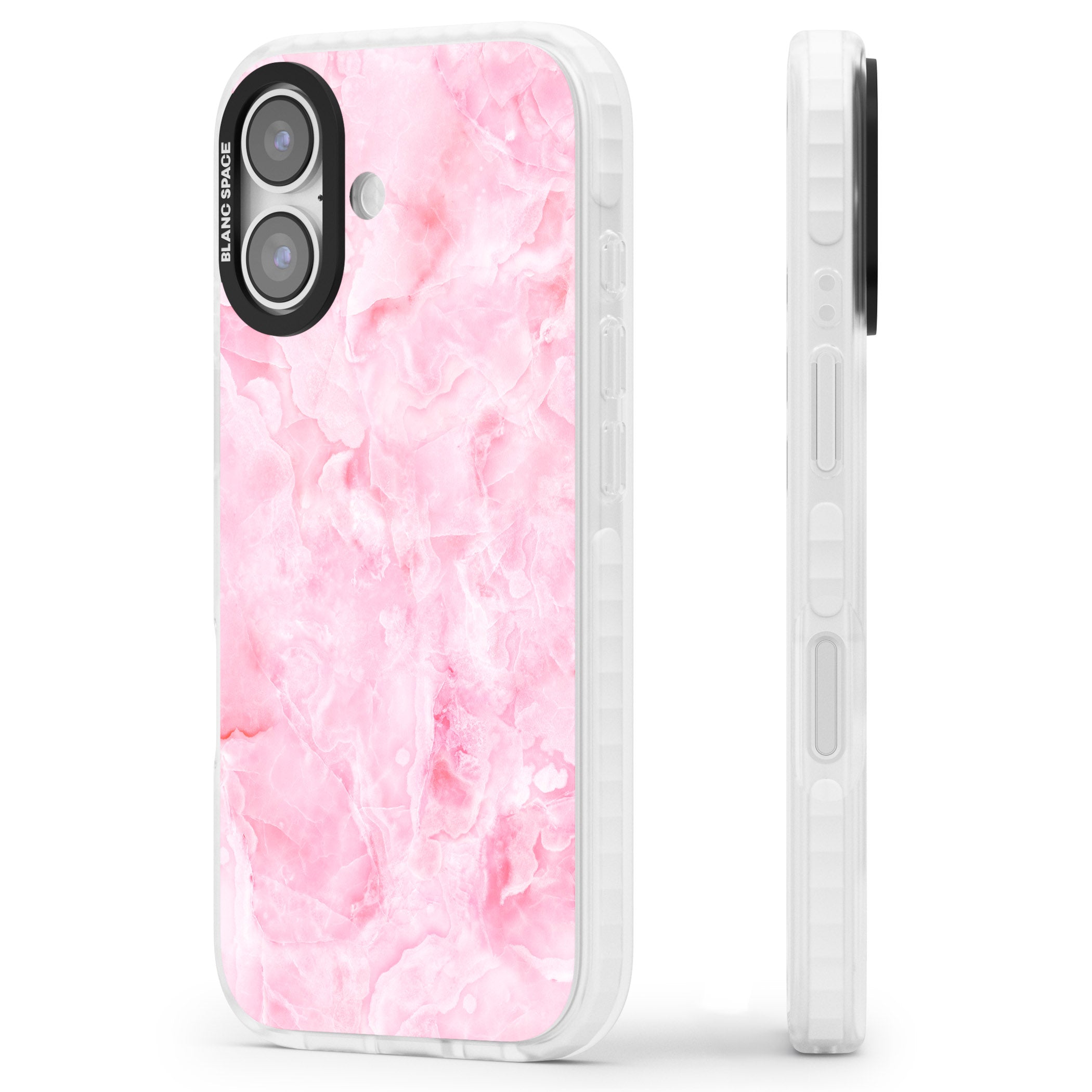 Pink Onyx Marble iPhone 17 Impact Pro Clear Phone Case Side Profile