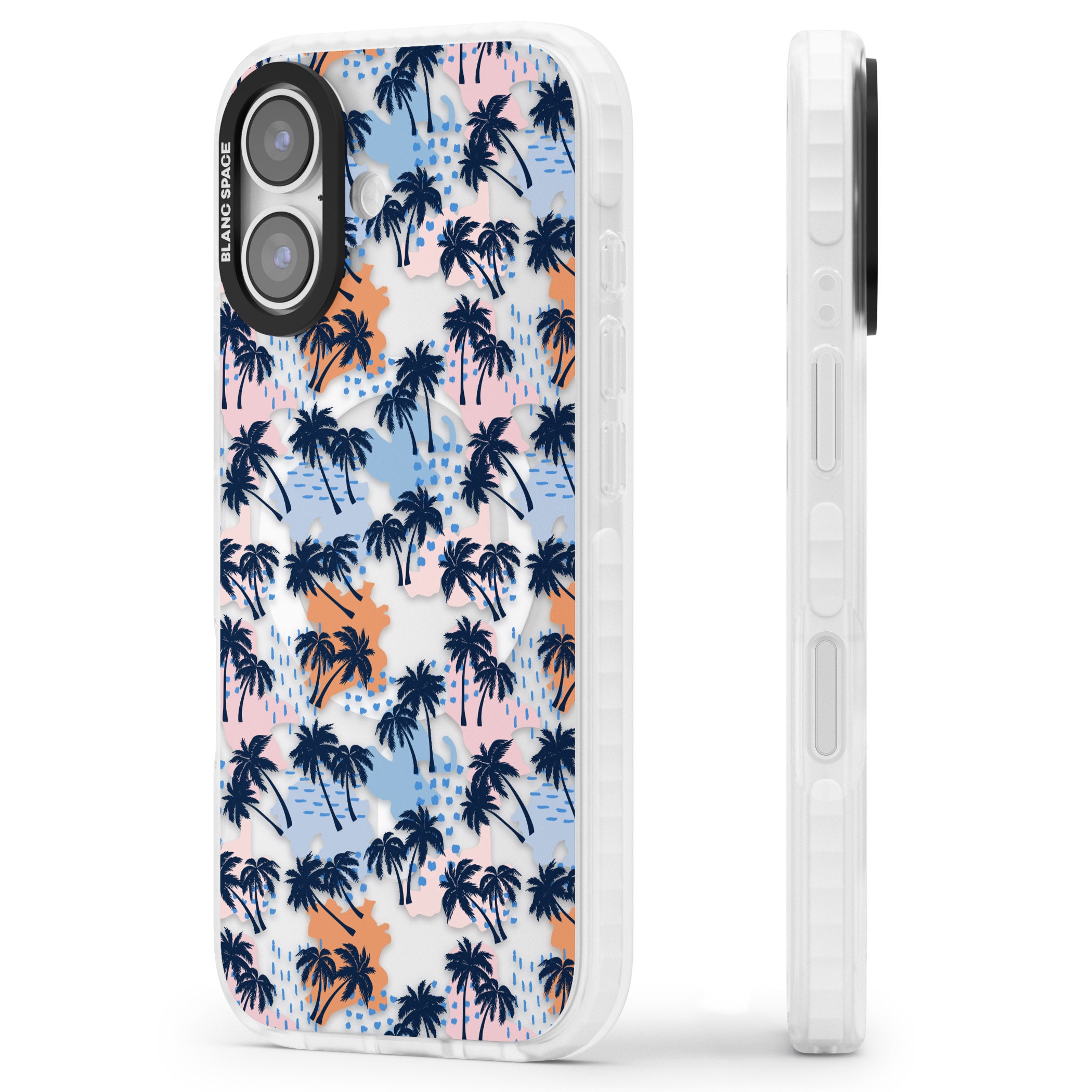 Tropical Vibes Palm Clear iPhone 17 Impact Pro Clear Phone Case Side Profile