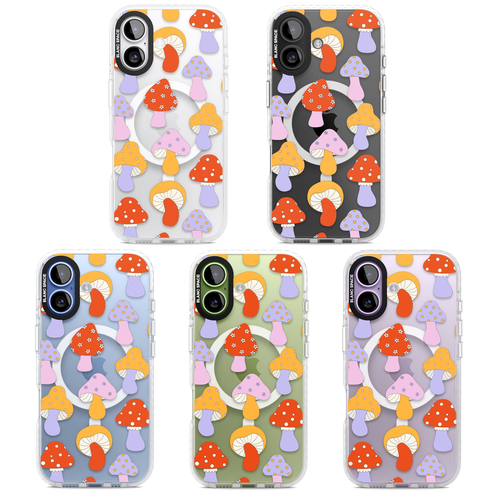 Happy Shrooms iPhone 17 Impact Pro Clear Phone Case APT Impact Protection