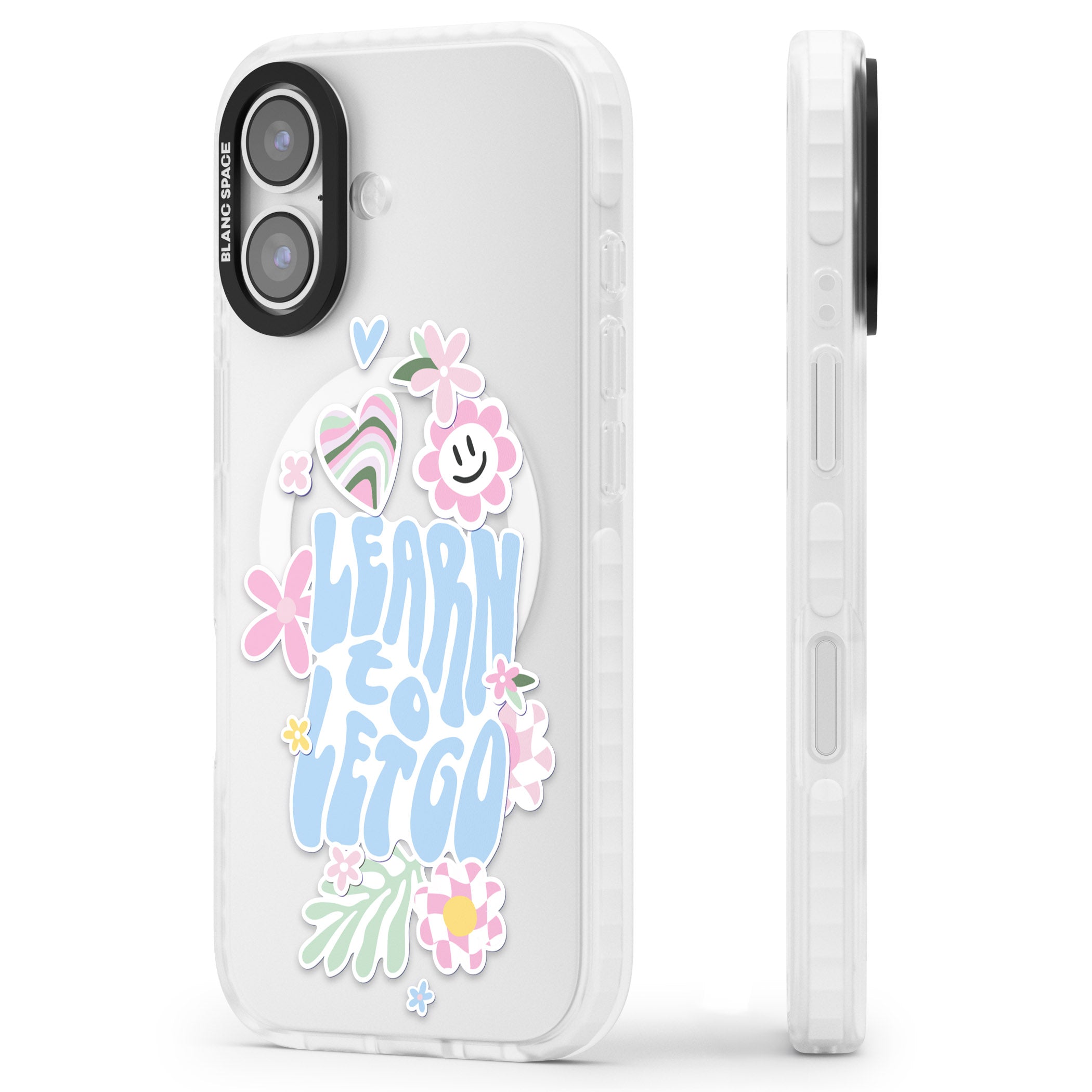 Learn To Let Go iPhone 17 Impact Pro Clear Phone Case Side Profile