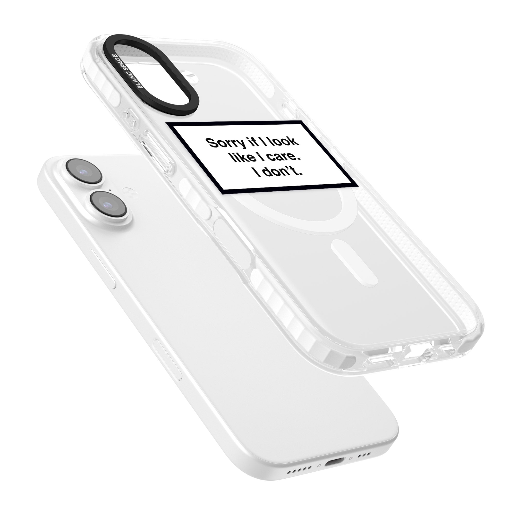 Sorry If I Look Like I Care iPhone 17 Impact Pro Clear Phone Case Colours