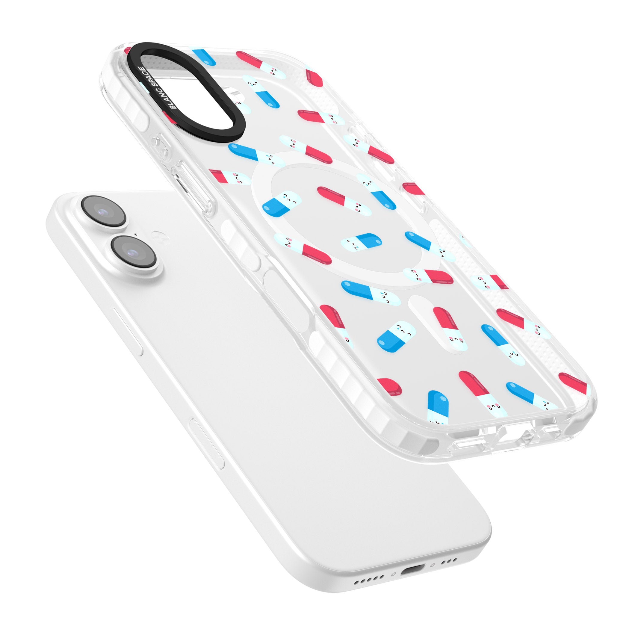Kawaii Pill Pattern iPhone 17 Impact Pro Clear Phone Case Colours