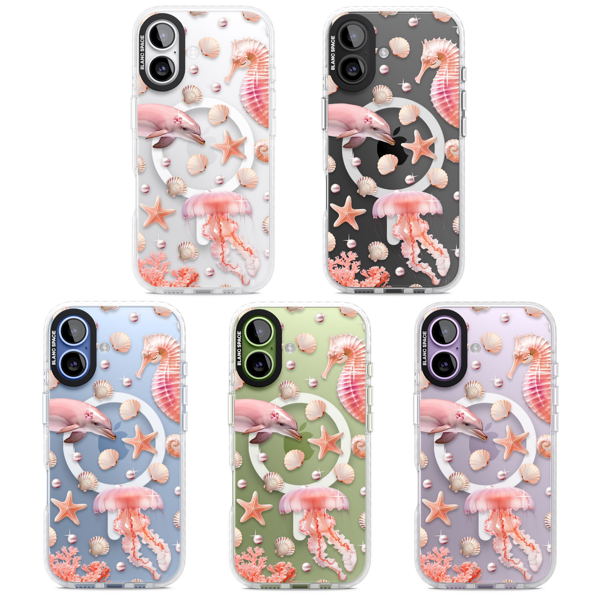 Pink Sealife iPhone 17 Impact Pro Clear Phone Case APT Impact Protection