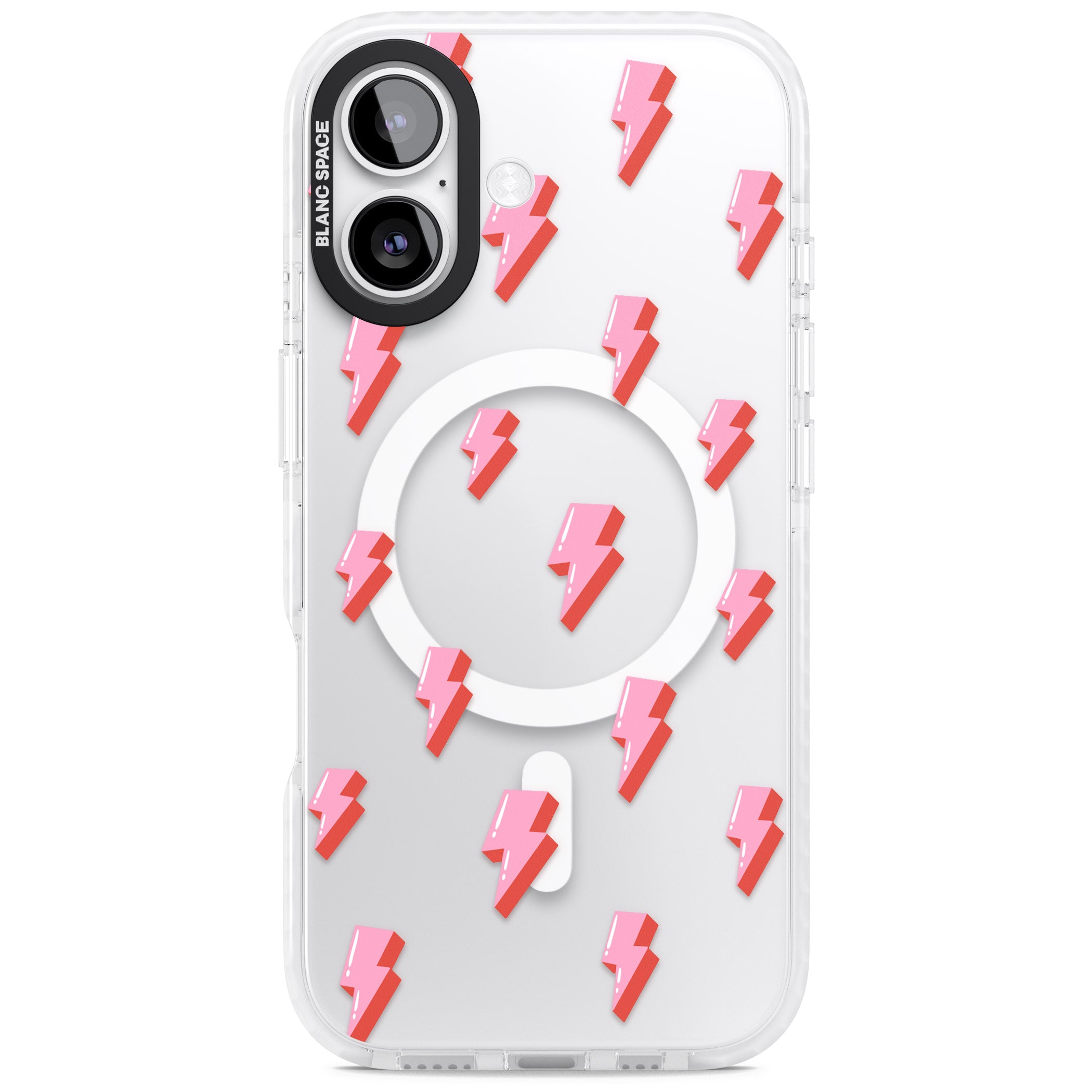 Pink Bolt Pattern iPhone 17 Impact Pro Clear Phone Case