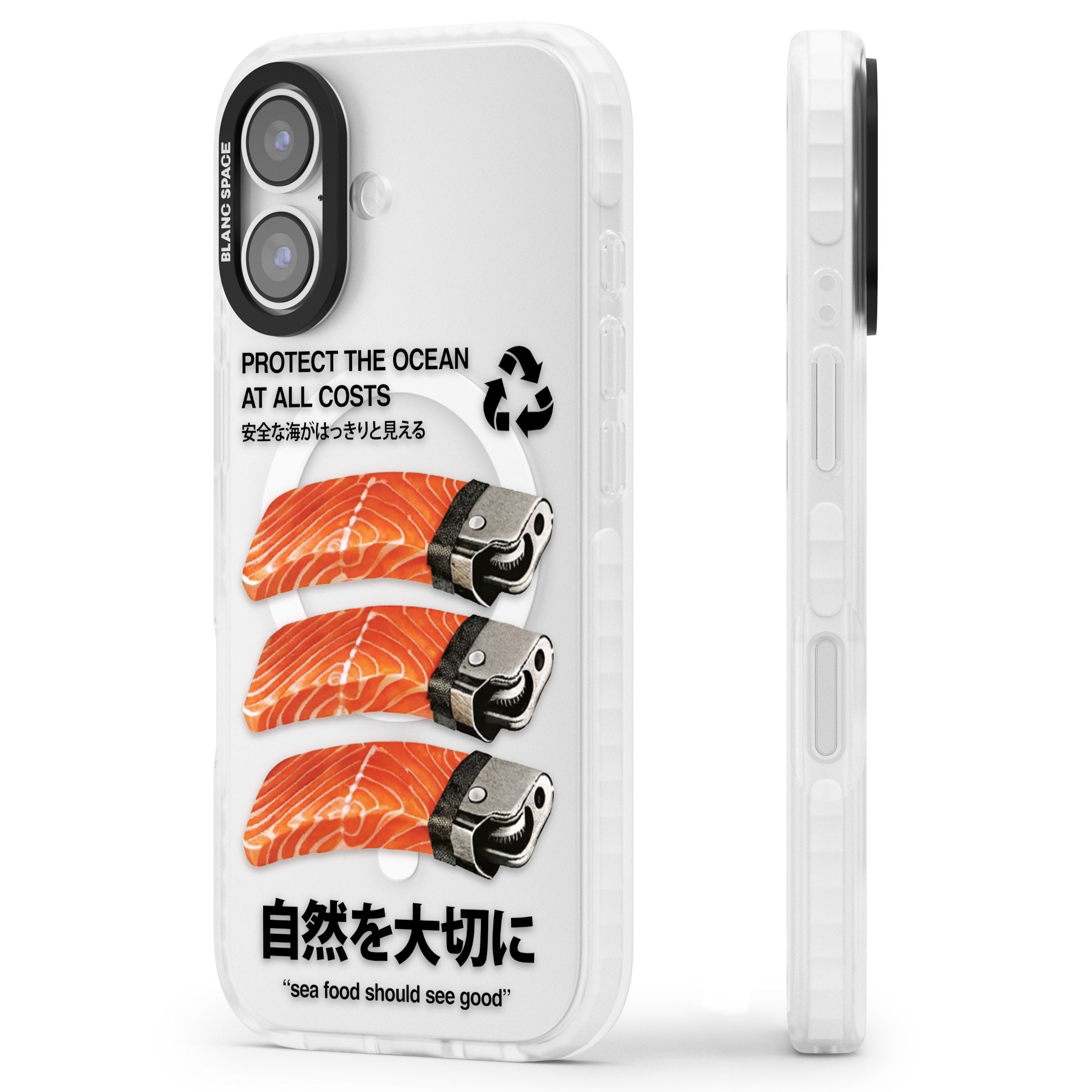 Protect The Ocean iPhone 17 Impact Pro Clear Phone Case Side Profile