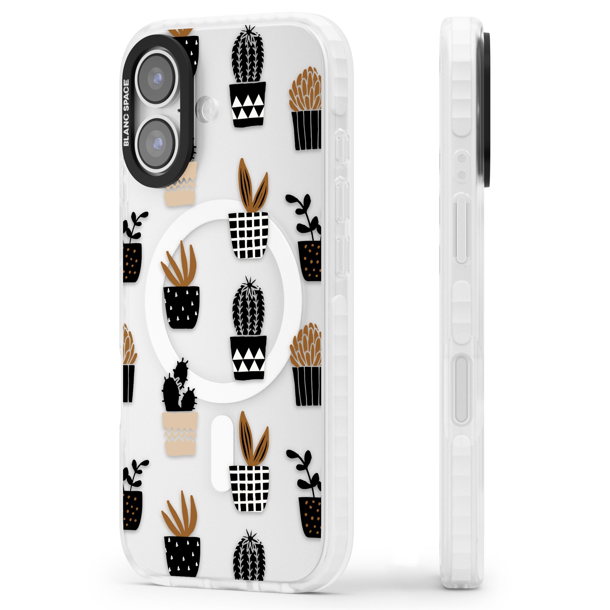 Large Mixed Plants Pattern Clear iPhone 17 Impact Pro Clear Phone Case Side Profile