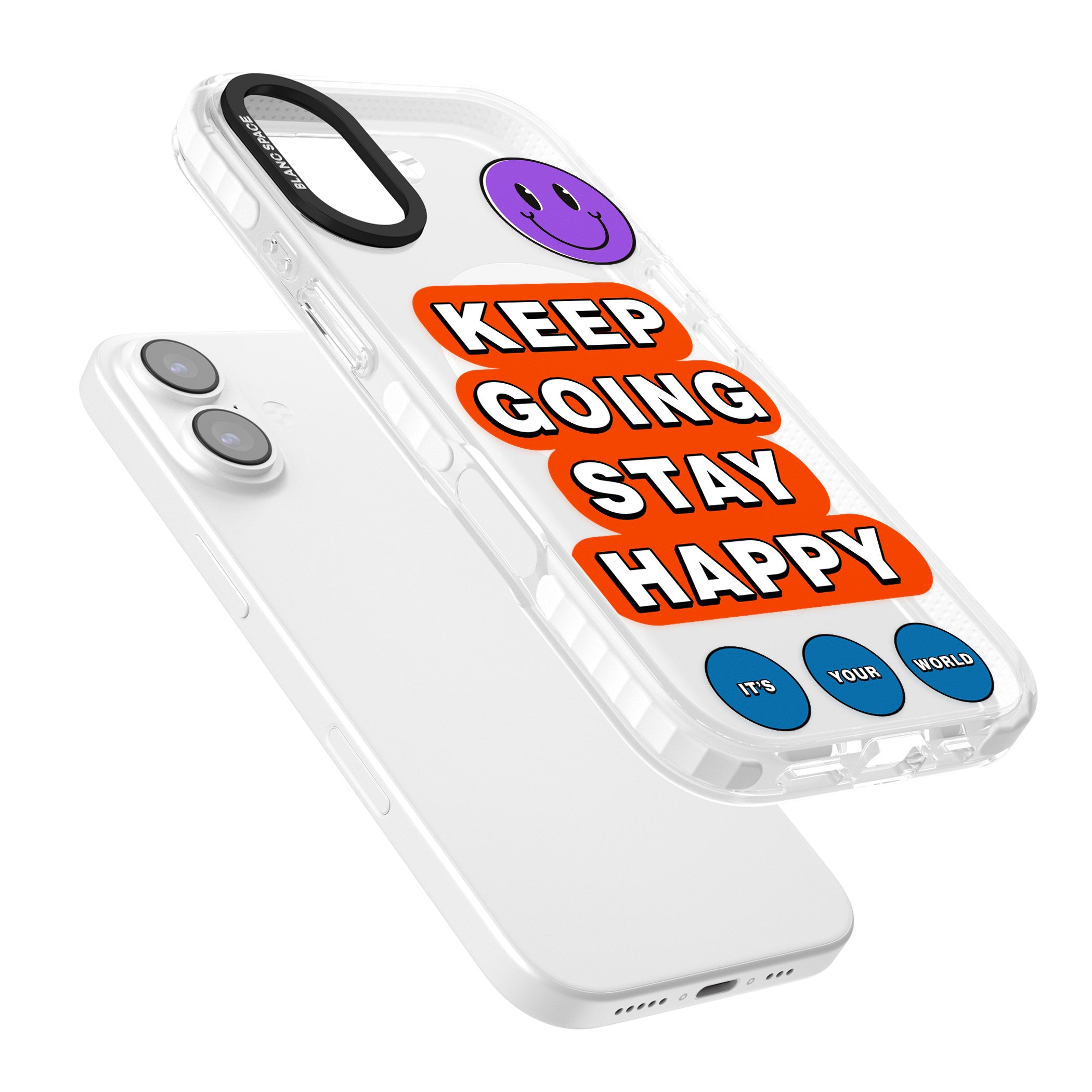 Keep Going Stay Happy iPhone 17 Impact Pro Clear Phone Case Colours