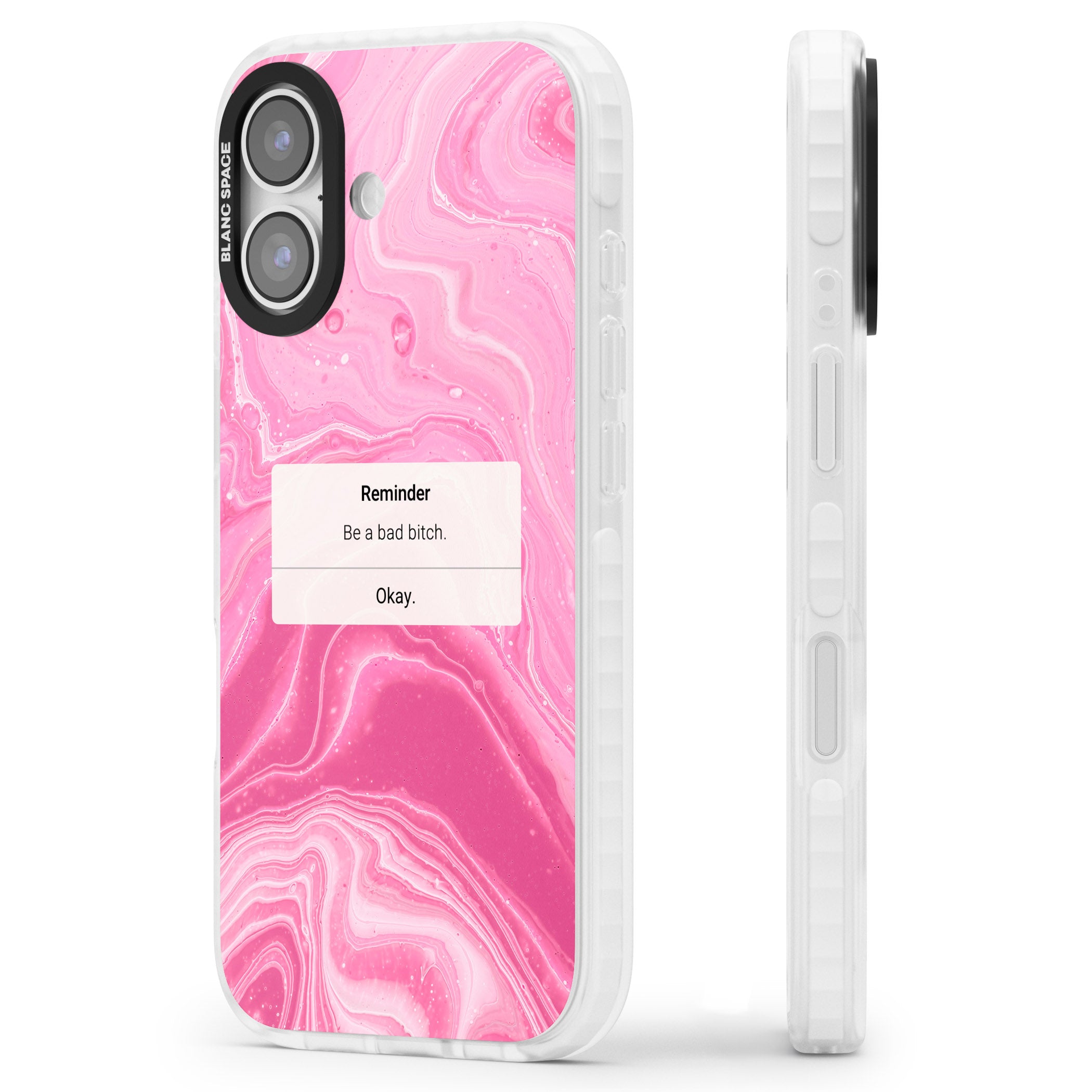 Bad Bitch Reminder iPhone 17 Impact Pro Clear Phone Case Side Profile