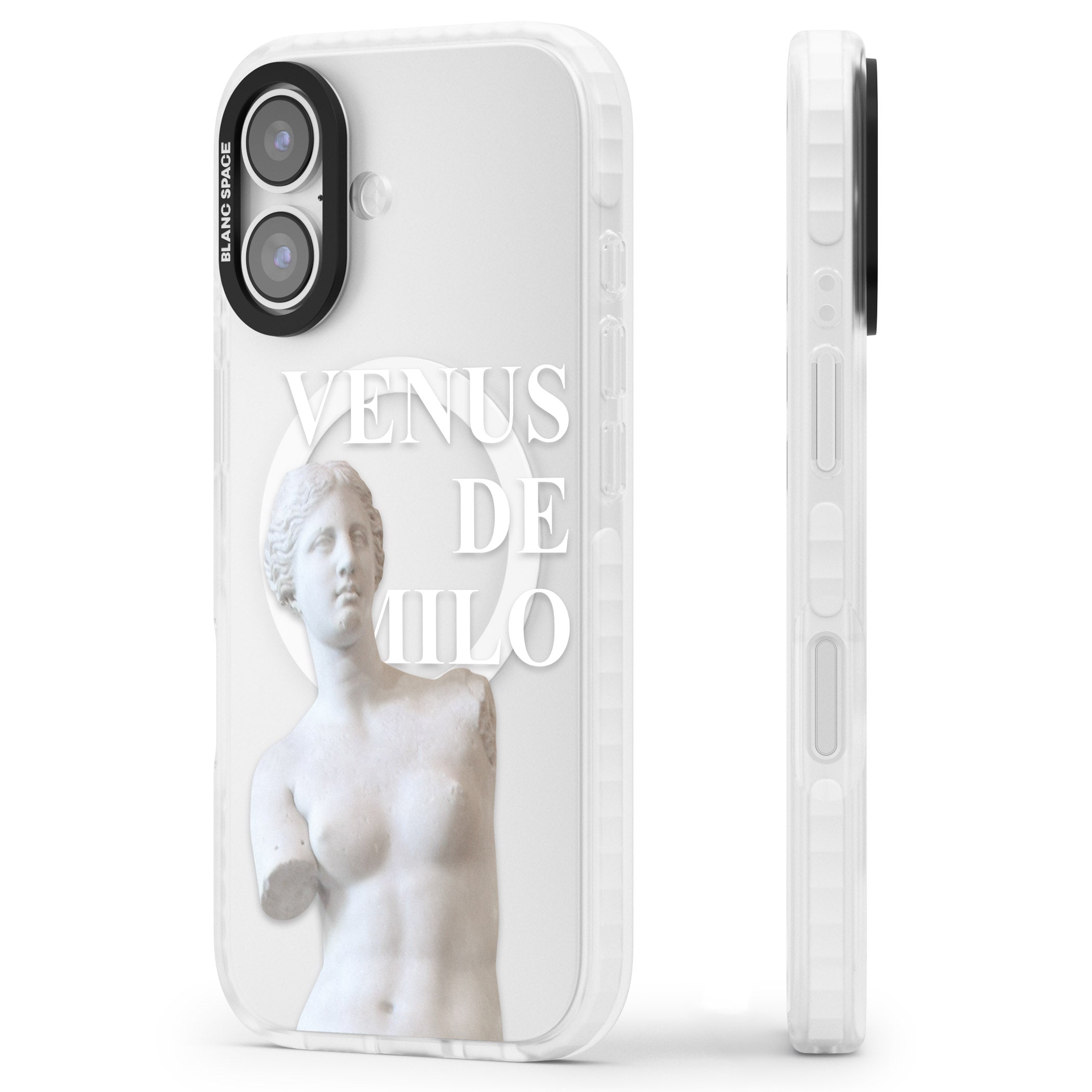 Venus De Milo Cutout iPhone 17 Impact Pro Clear Phone Case Side Profile