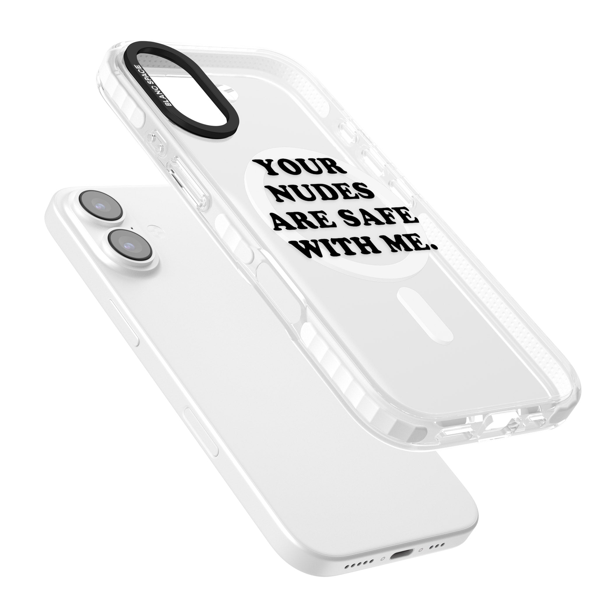 Your Nudes Are Safe Black iPhone 17 Impact Pro Clear Phone Case Colours