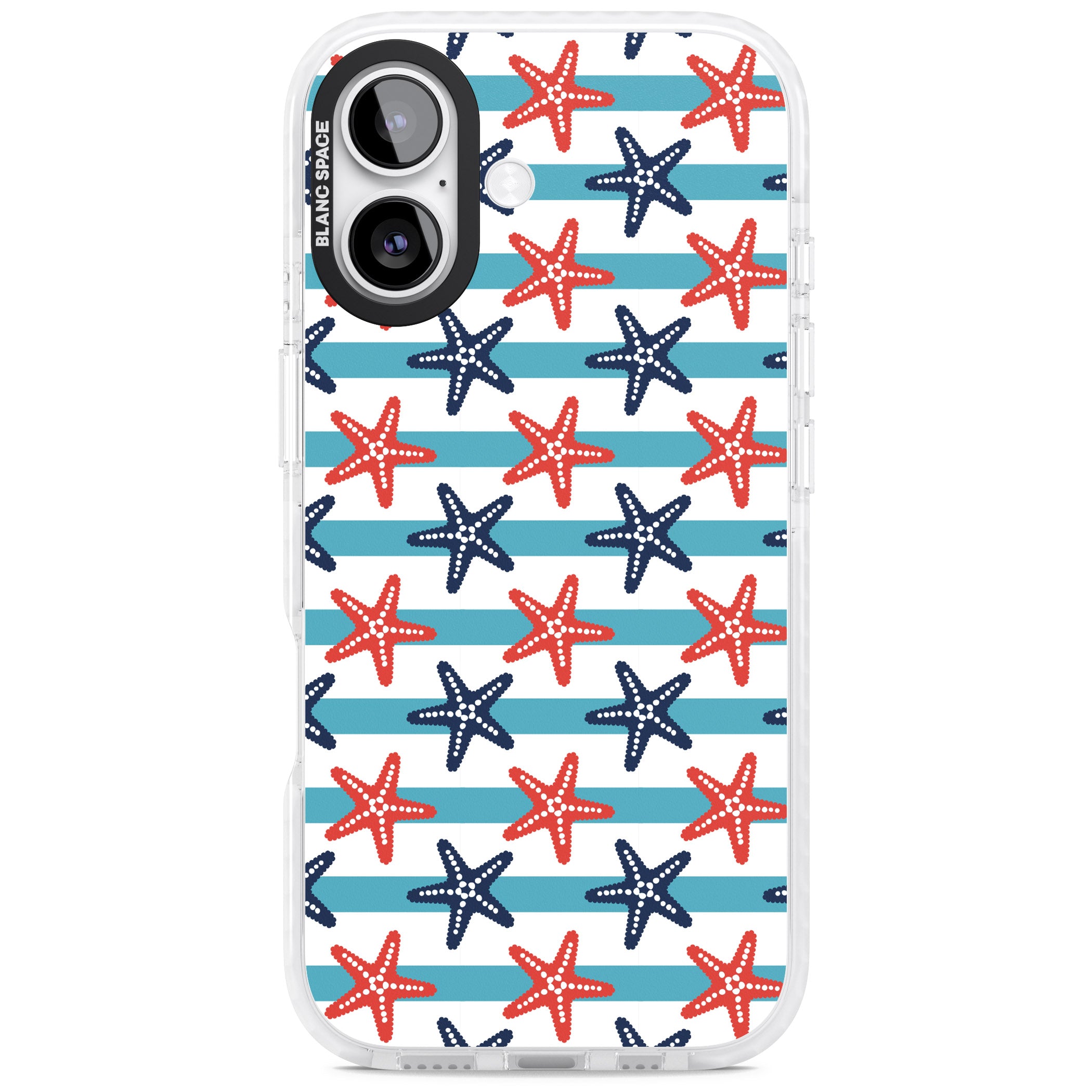 Nautical Starfish Stripe iPhone 17 Impact Pro Clear Phone Case