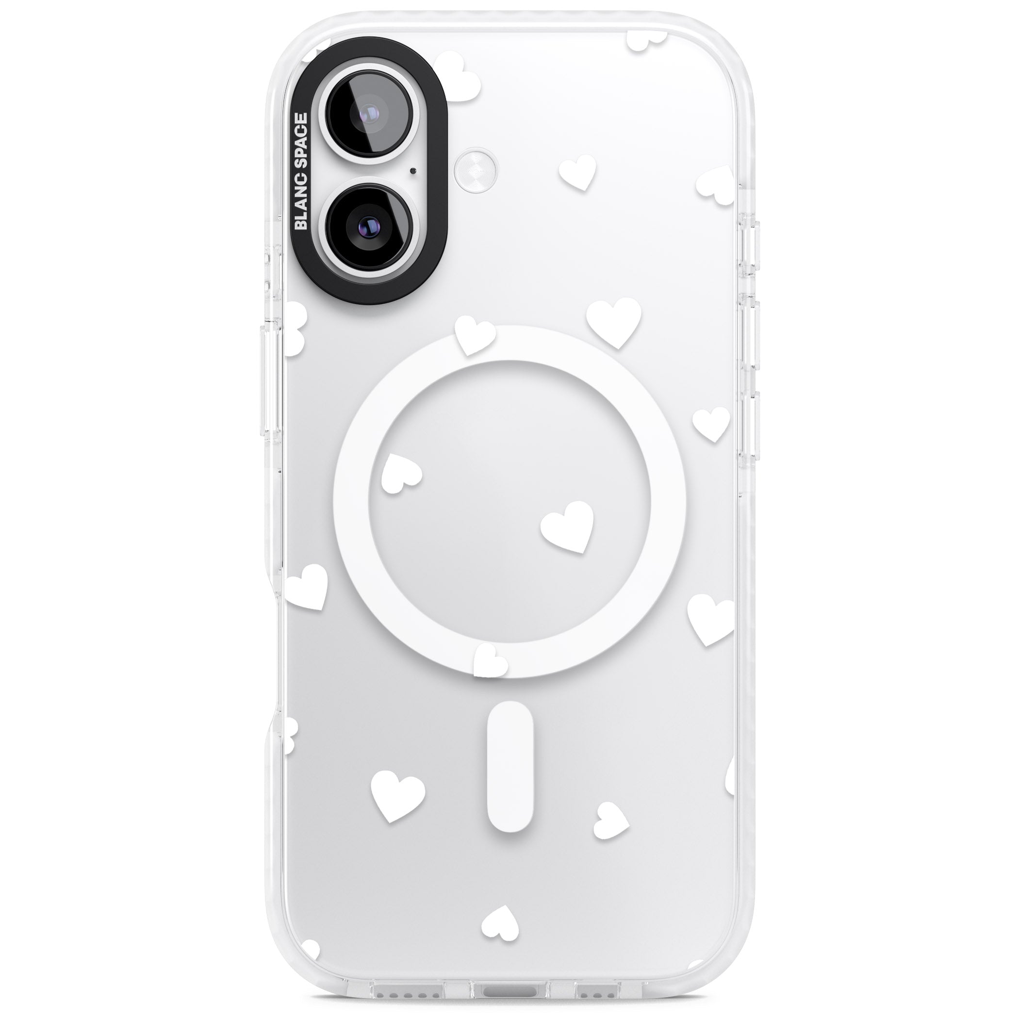 White Hearts iPhone 17 Impact Pro Clear Phone Case