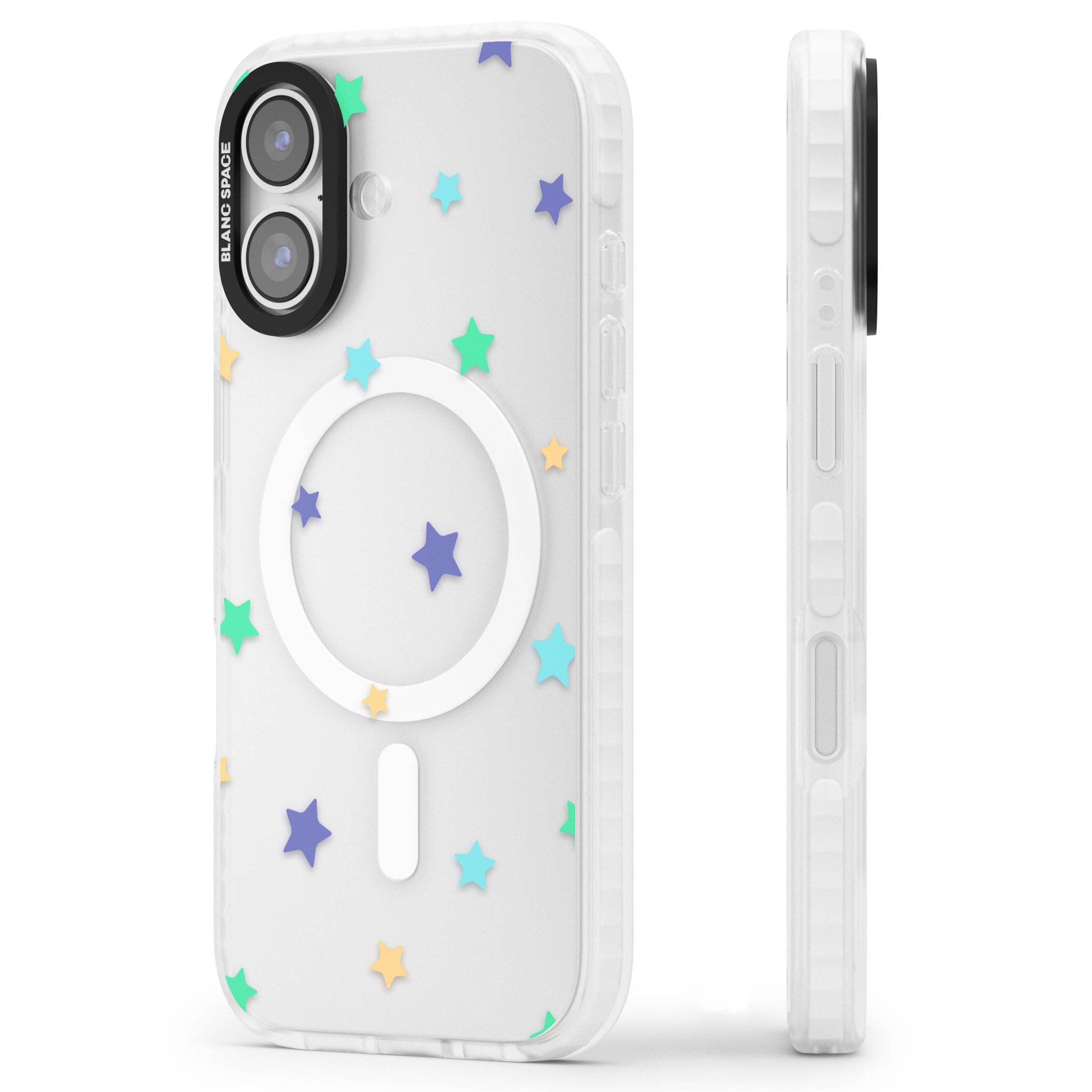 Pastel Star Pattern iPhone 17 Impact Pro Clear Phone Case Side Profile