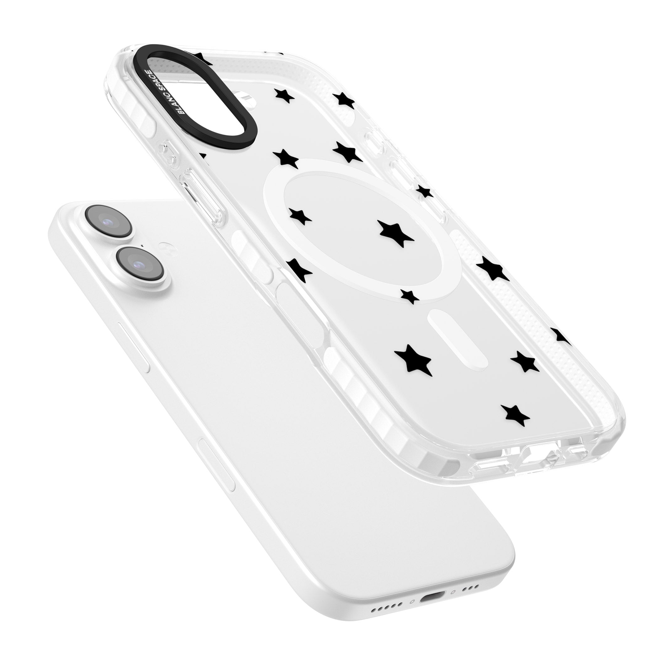 Starry Night Black Stars iPhone 17 Impact Pro Clear Phone Case Colours