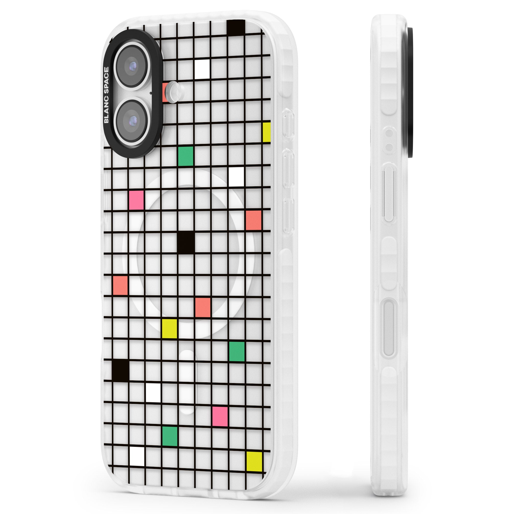 Vibrant Clear Geometric Grid iPhone 17 Impact Pro Clear Phone Case Side Profile
