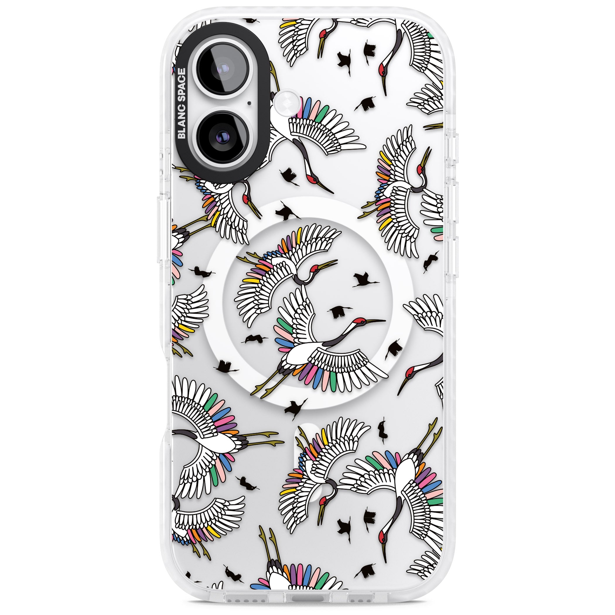 Colourful Crane Pattern iPhone 17 Impact Pro Clear Phone Case