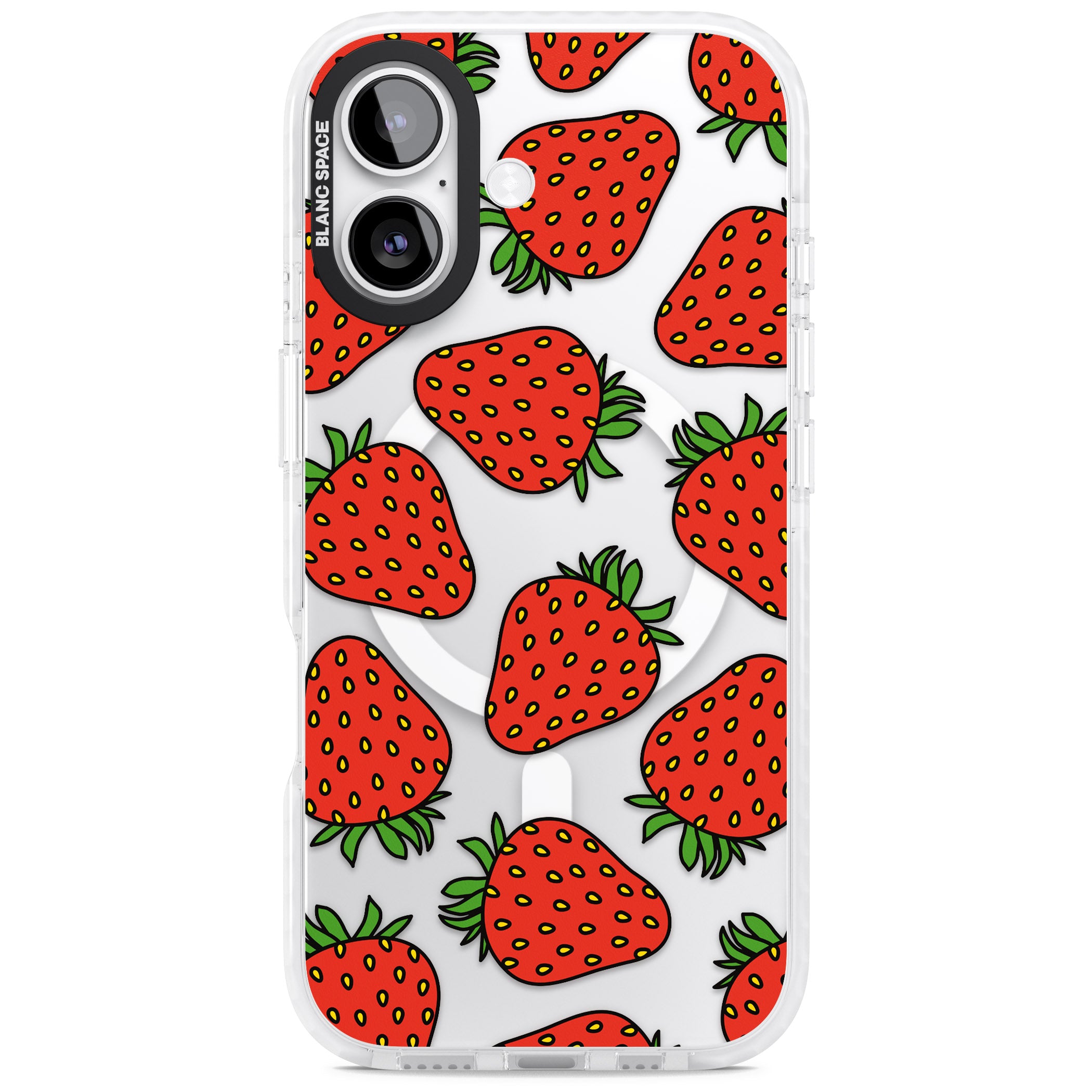 Strawberry Pattern iPhone 17 Impact Pro Clear Phone Case