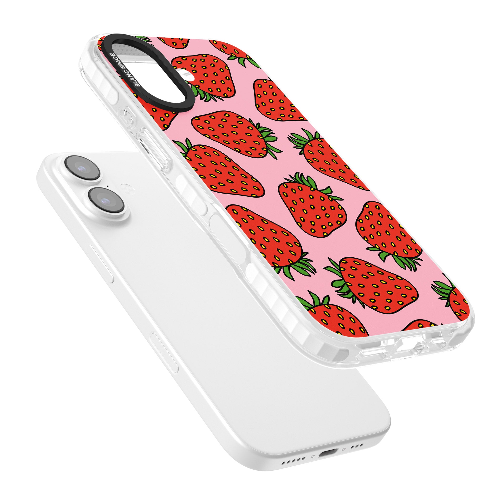 Strawberry Pattern (Pink) iPhone 17 Impact Pro Clear Phone Case Colours