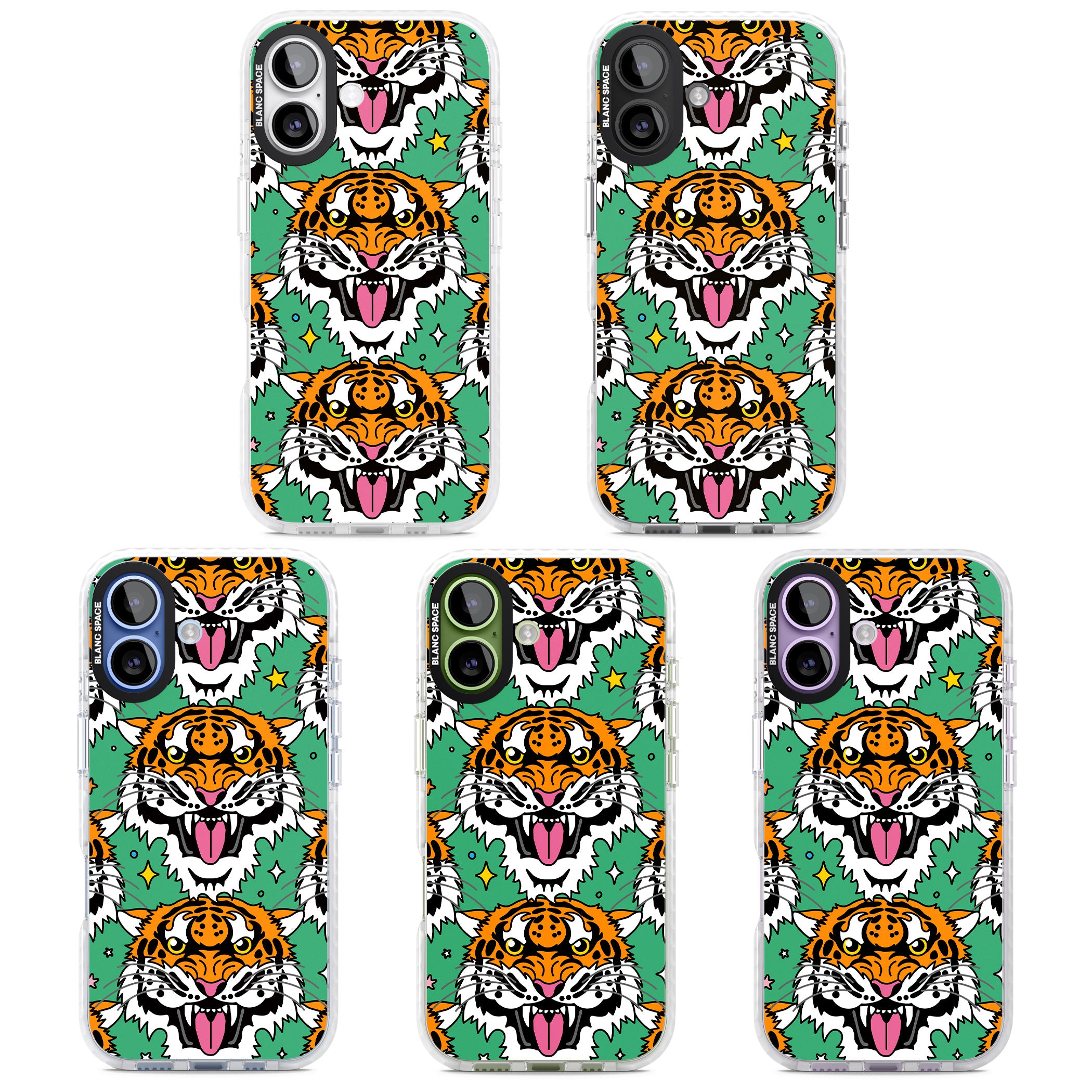 Fierce Jungle Tigers (Green) iPhone 17 Impact Pro Clear Phone Case APT Impact Protection