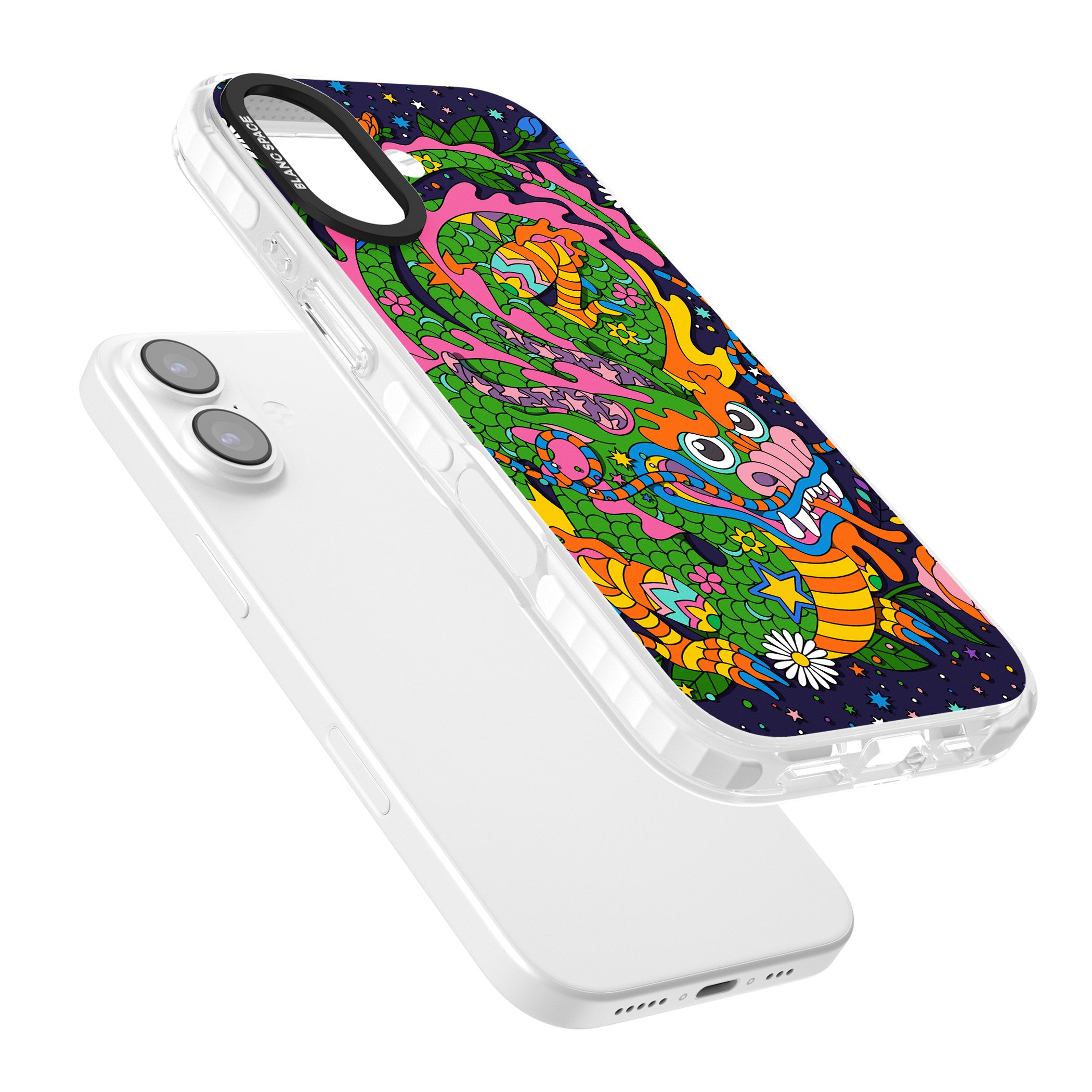 Psychedelic Jungle Dragon (Purple) iPhone 17 Impact Pro Clear Phone Case Colours