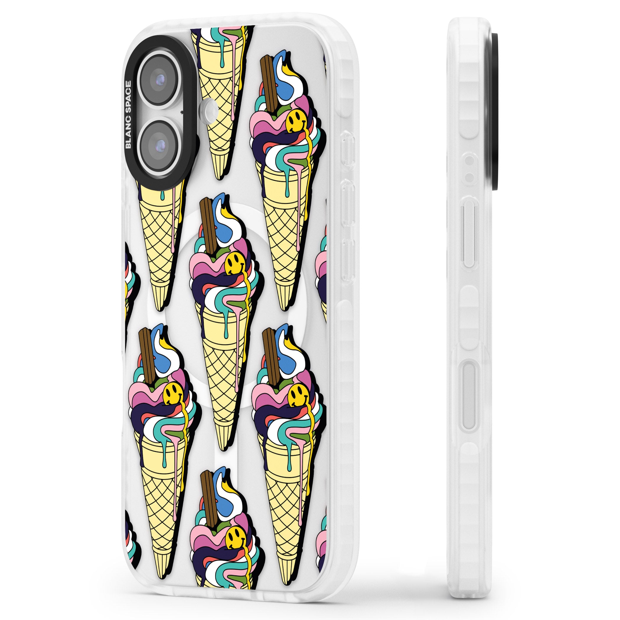 Trip & Drip Ice Cream iPhone 17 Impact Pro Clear Phone Case Side Profile