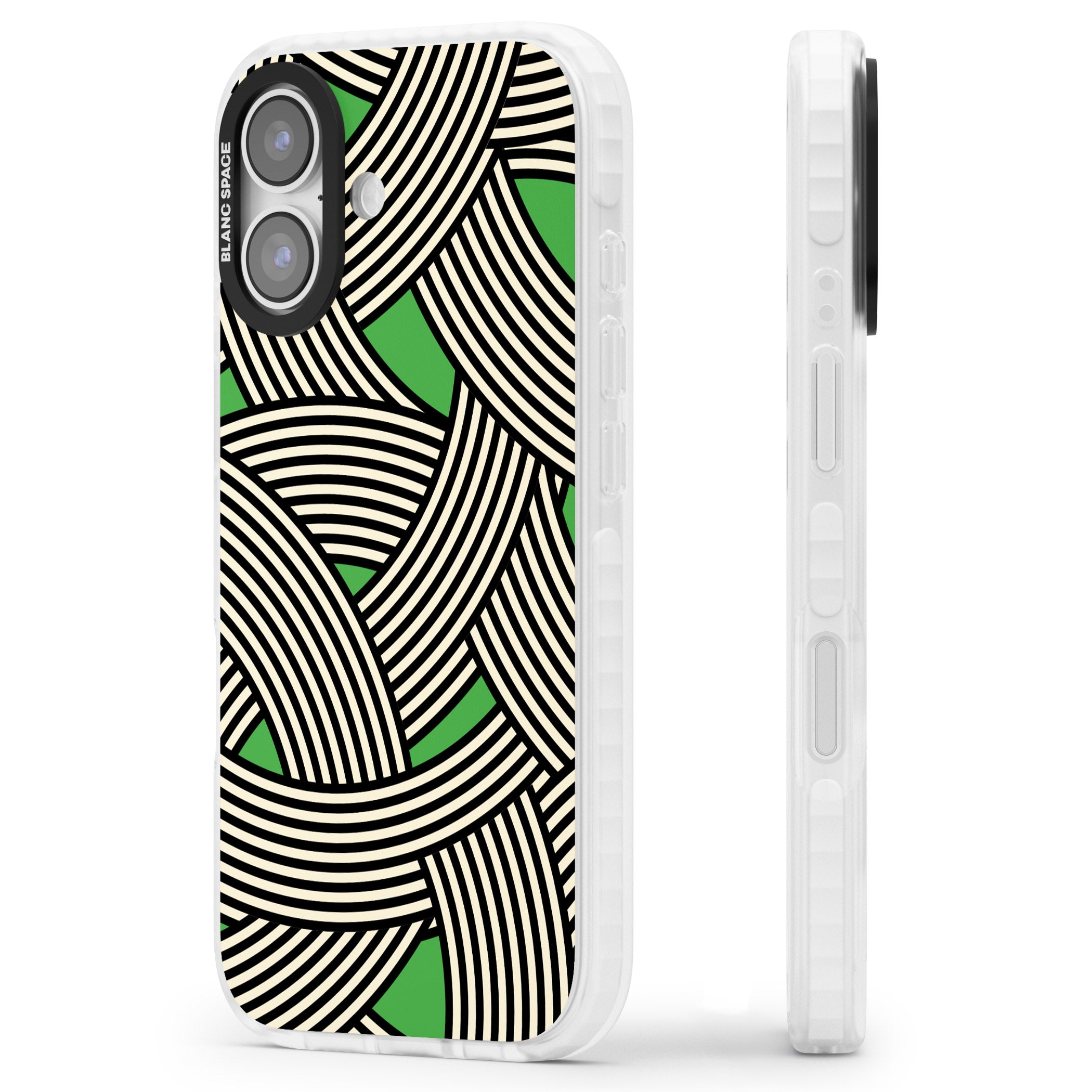 Green Optic Waves iPhone 17 Impact Pro Clear Phone Case Side Profile