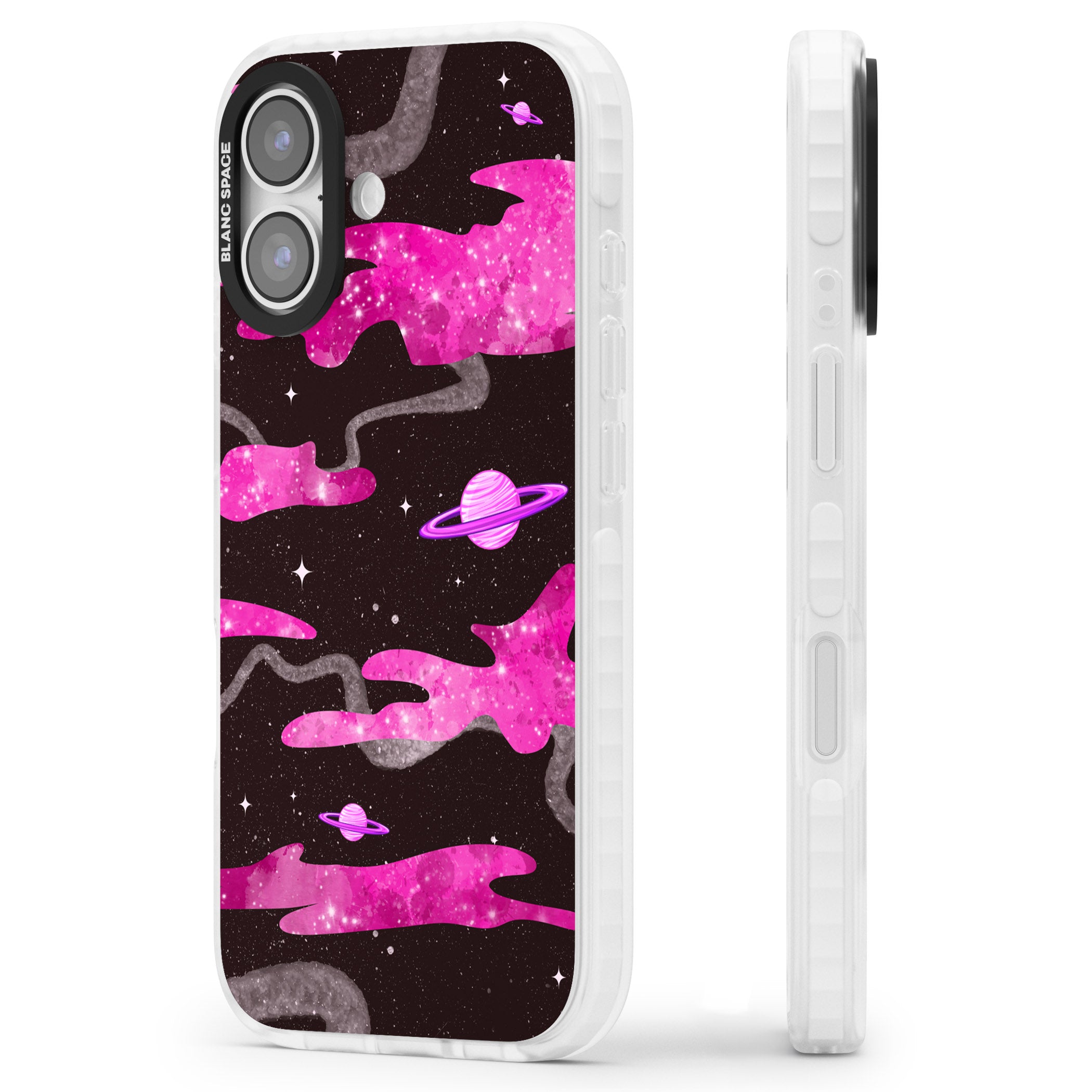 Pink Galaxy iPhone 17 Impact Pro Clear Phone Case Side Profile