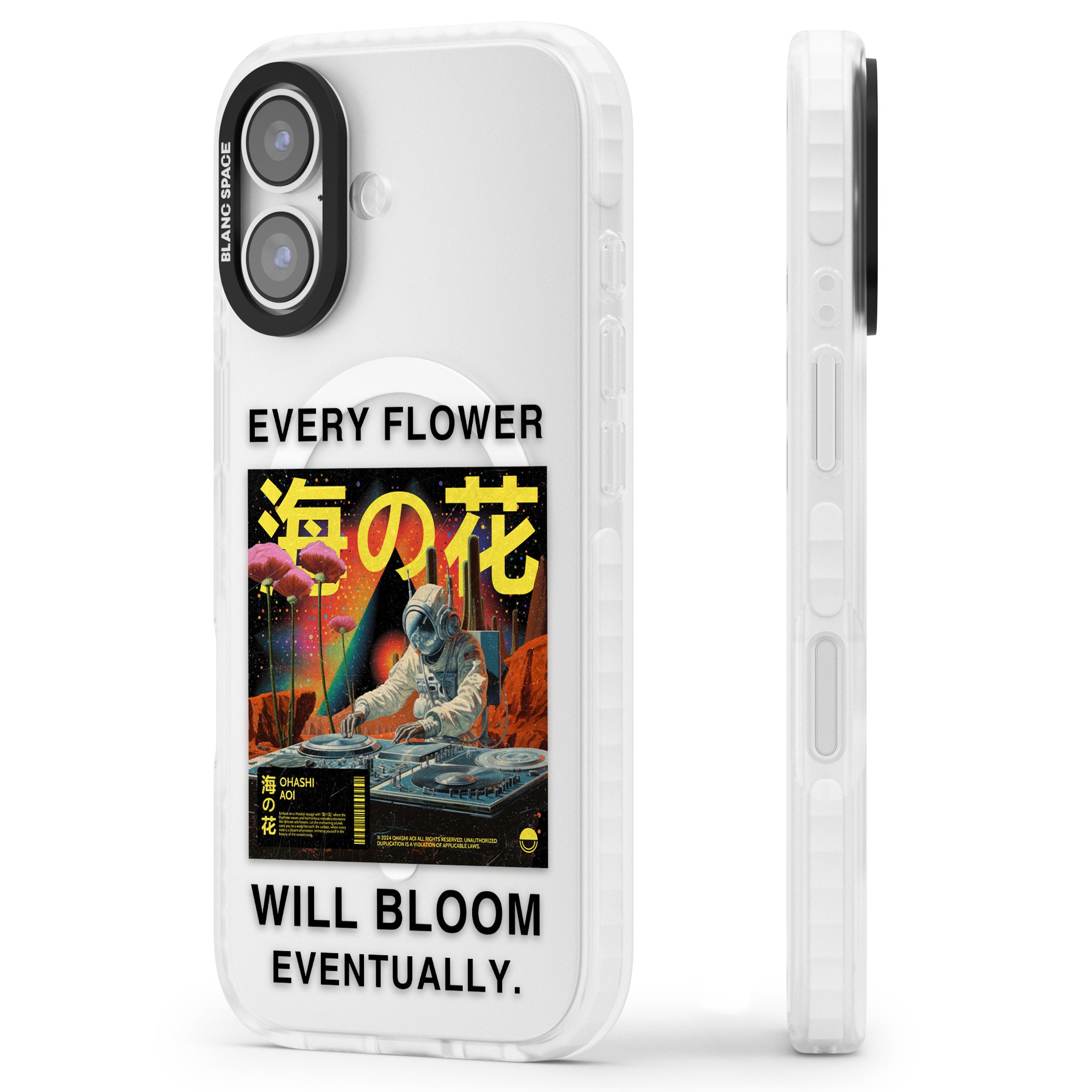 Every Flower Will Bloom Eventually iPhone 17 Impact Pro Clear Phone Case Side Profile