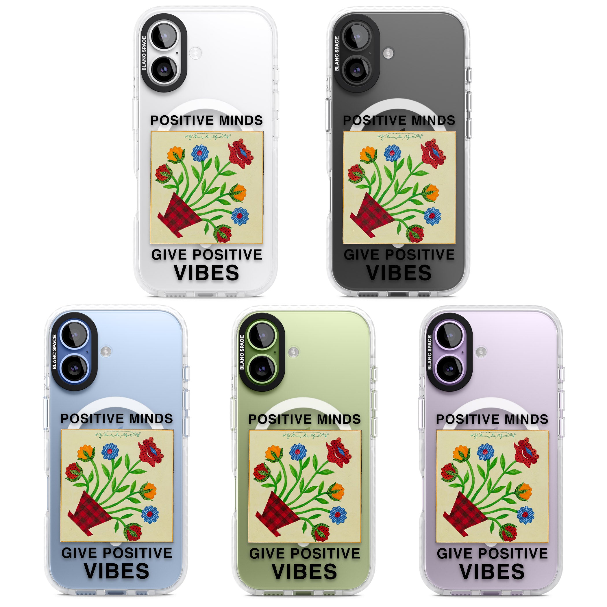 Positive Minds Give Positive Vibes iPhone 17 Impact Pro Clear Phone Case APT Impact Protection
