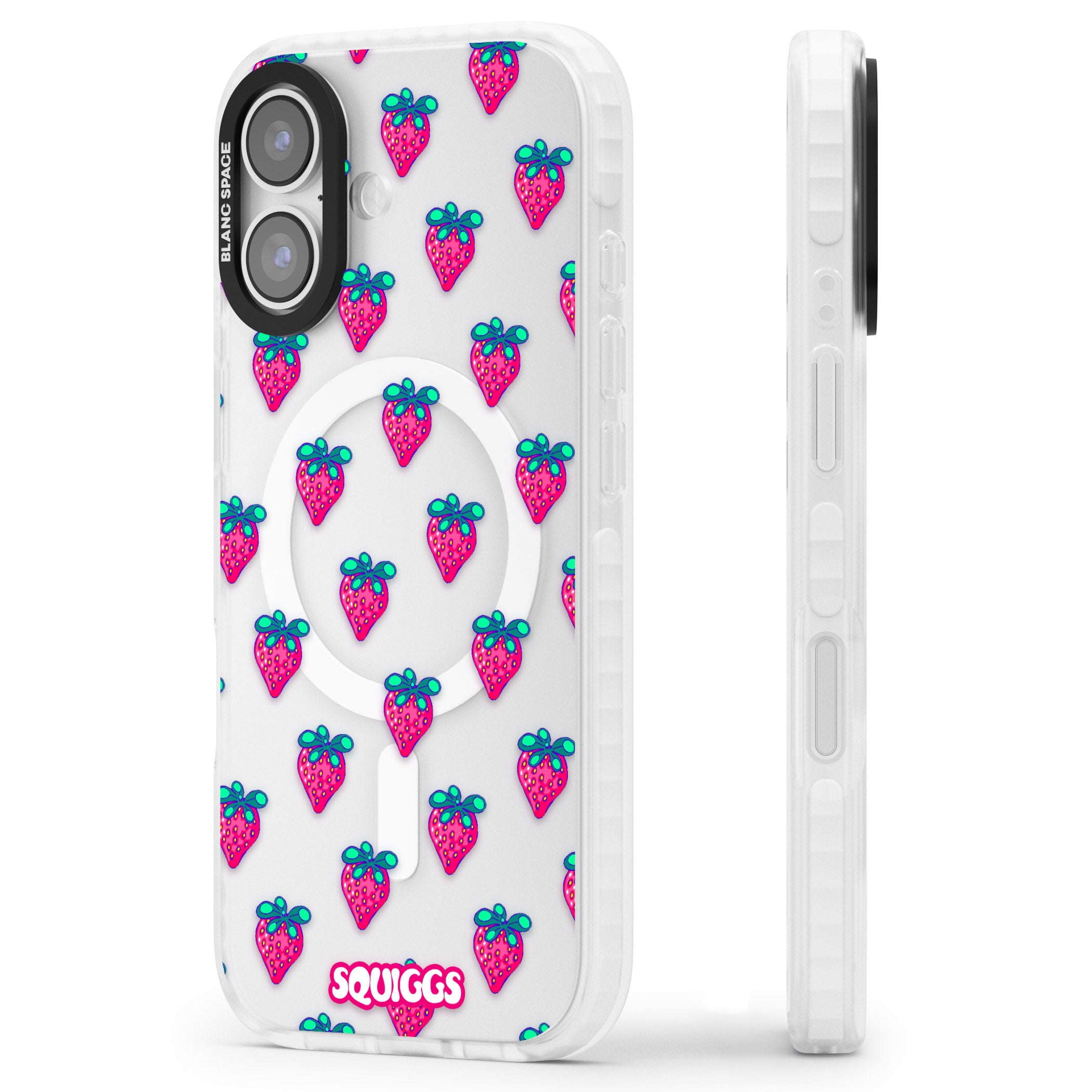 Strawberry Patch iPhone 17 Impact Pro Clear Phone Case Side Profile