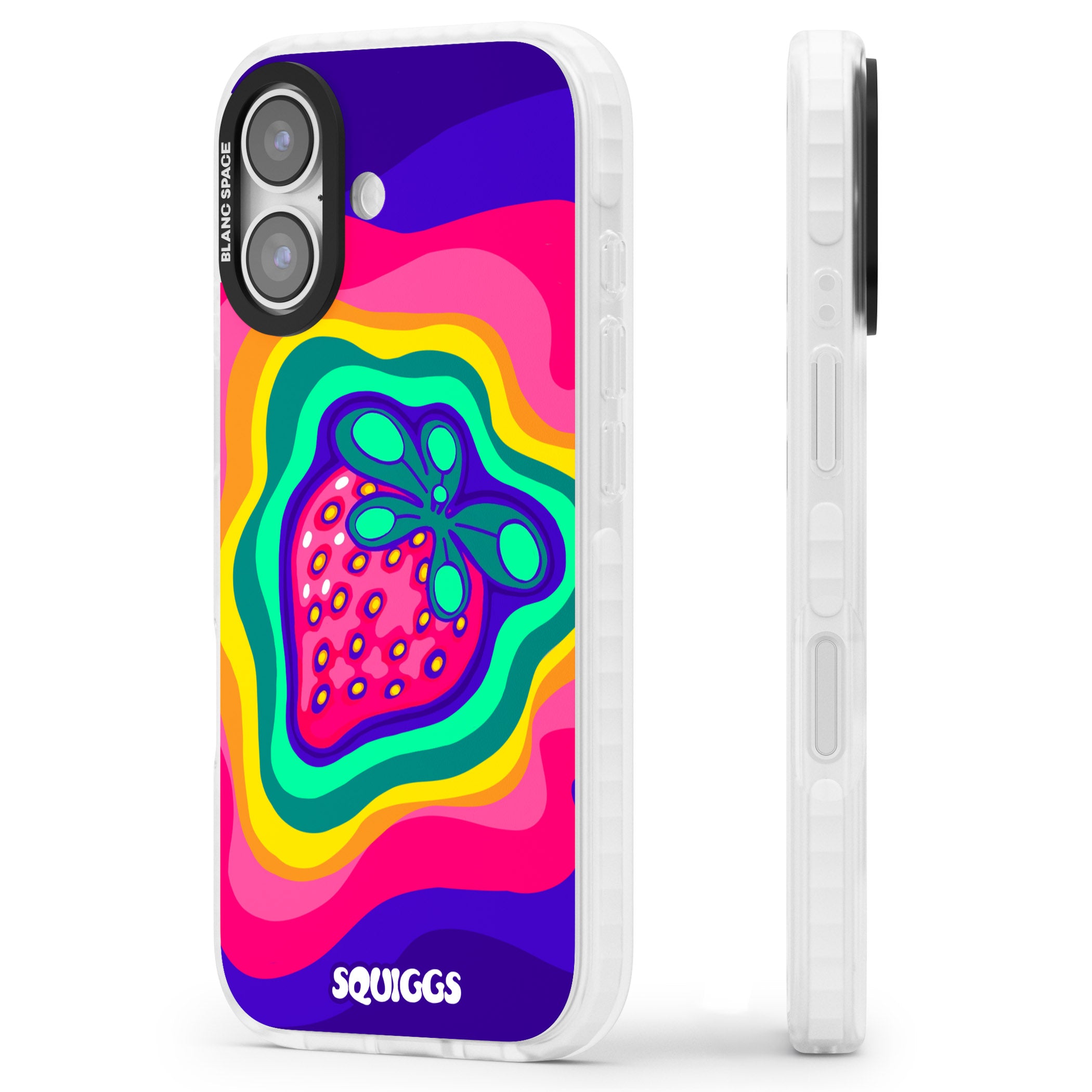 Strawberry Rainbow iPhone 17 Impact Pro Clear Phone Case Side Profile