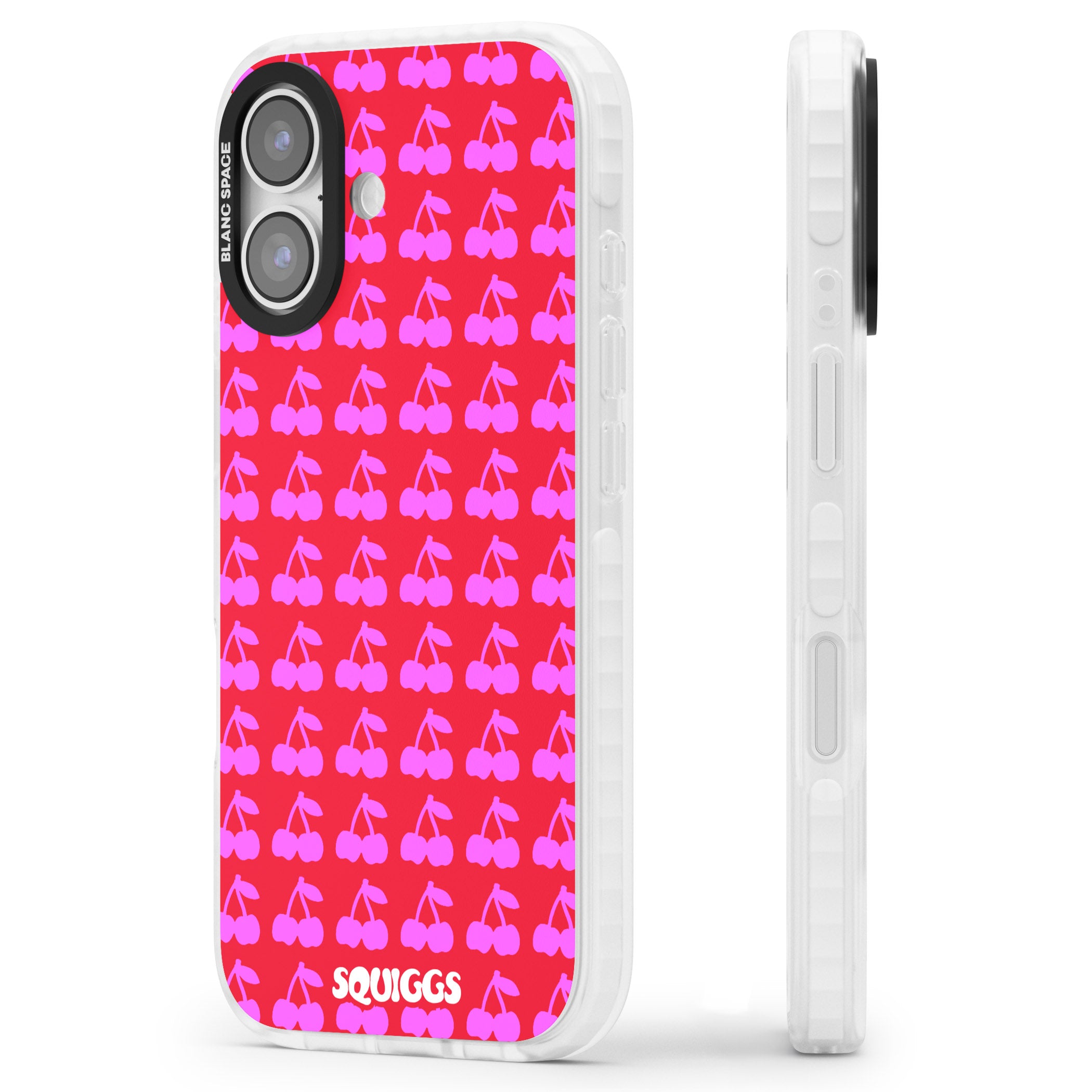 Red Cherries iPhone 17 Impact Pro Clear Phone Case Side Profile