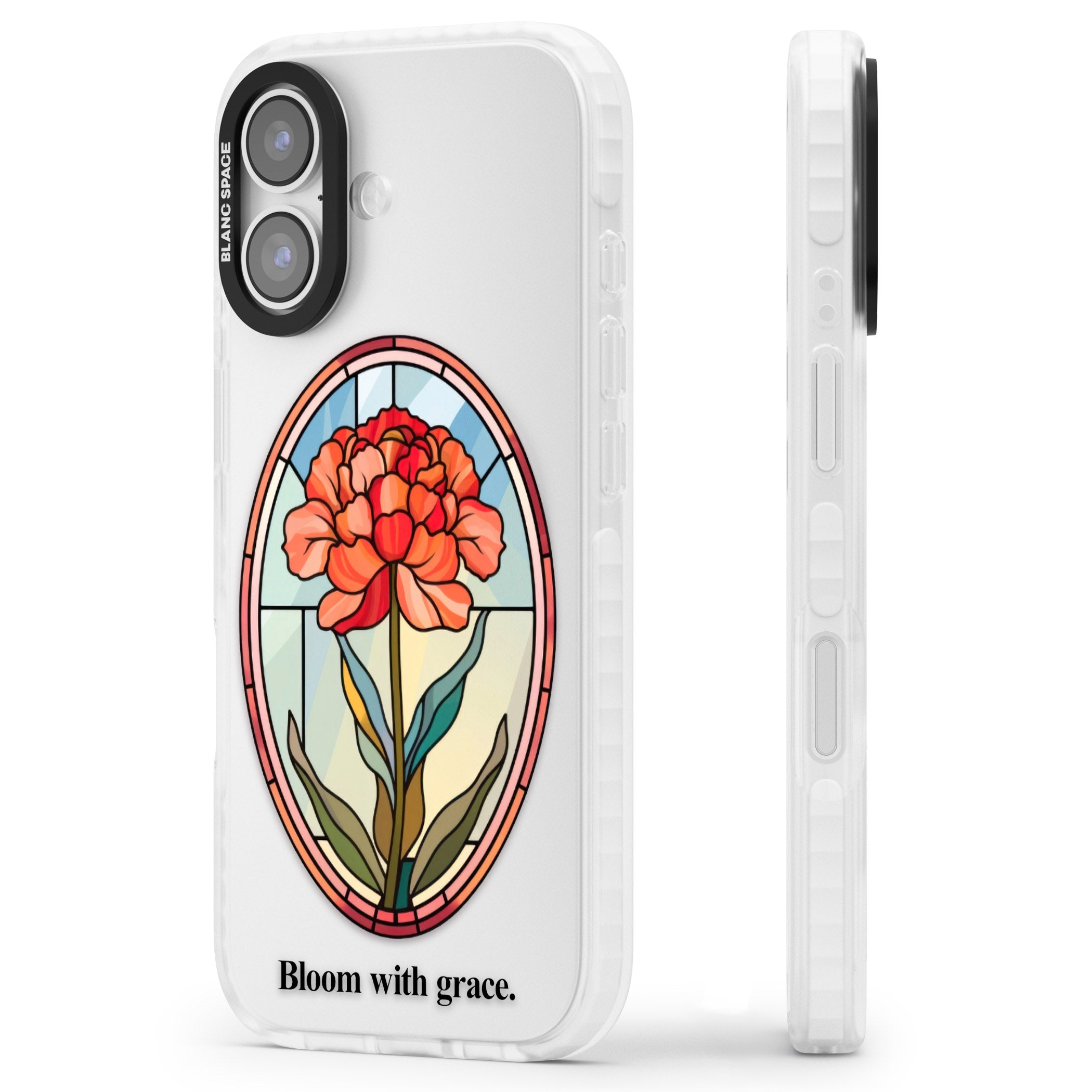Bloom With Grace iPhone 17 Impact Pro Clear Phone Case Side Profile