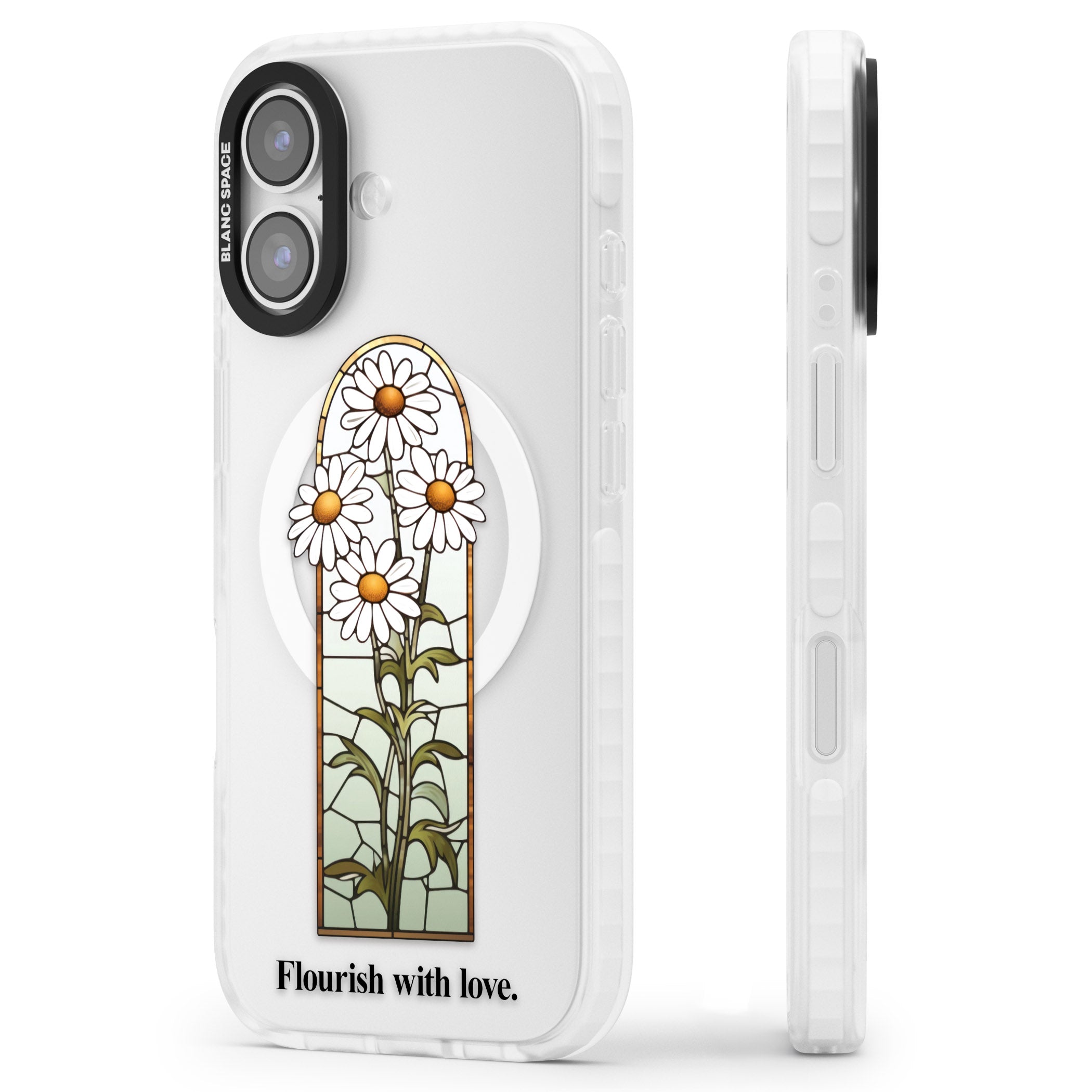Flourish With Love iPhone 17 Impact Pro Clear Phone Case Side Profile