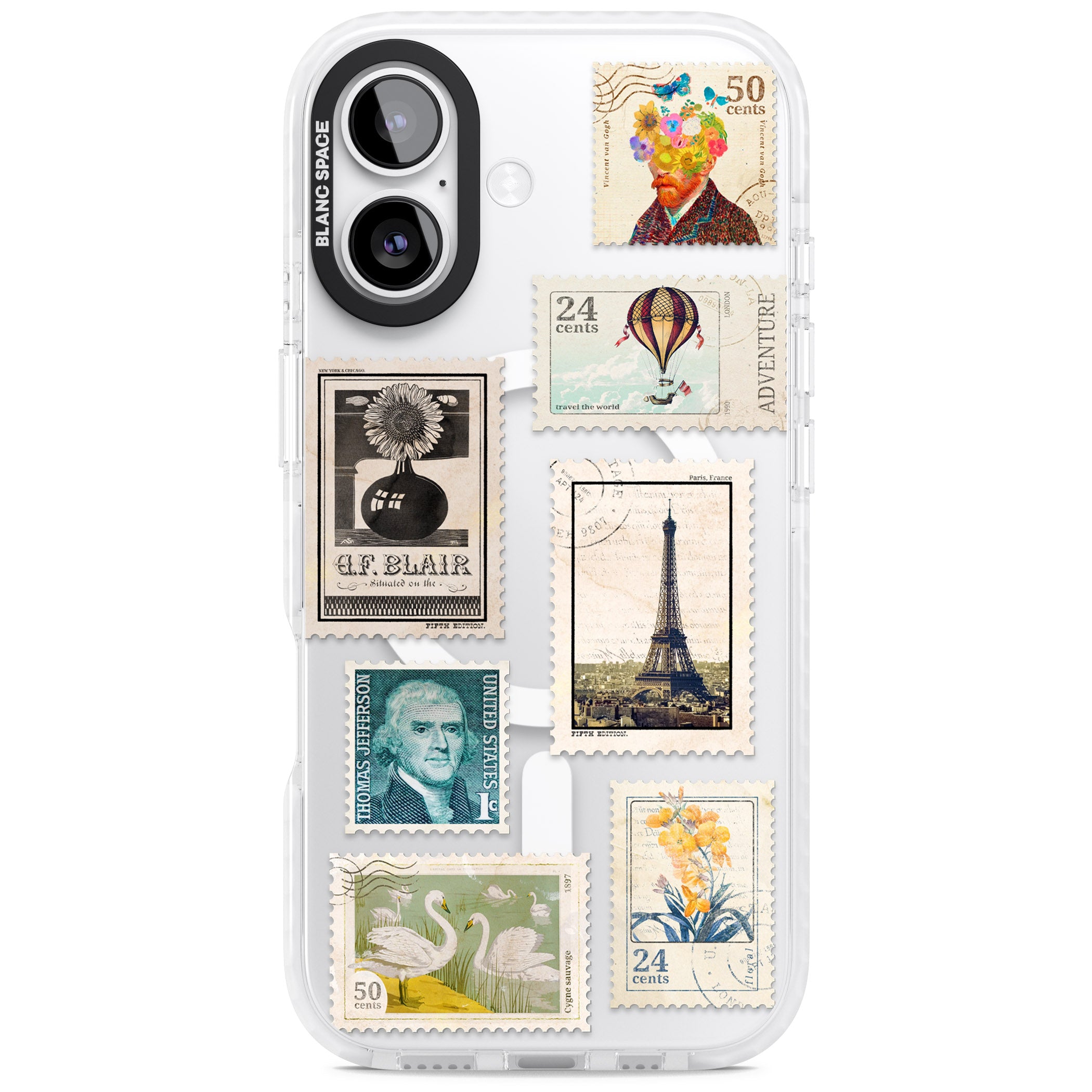 Vintage Stamps iPhone 17 Impact Pro Clear Phone Case