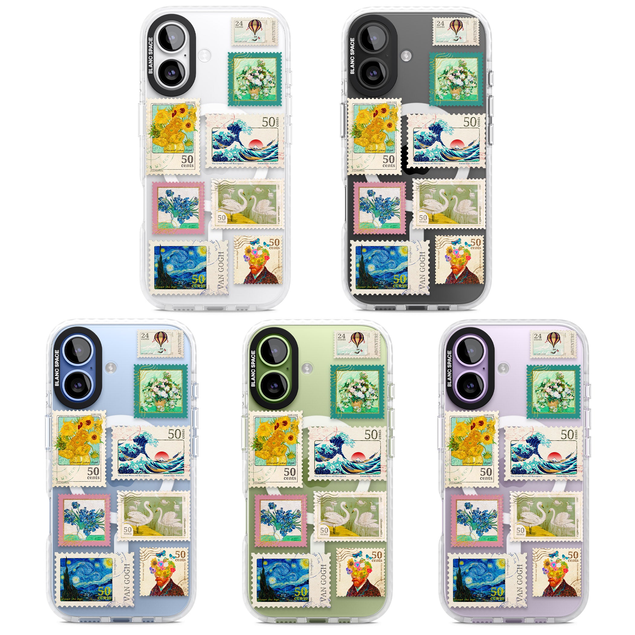 Vintage Art Stamps iPhone 17 Impact Pro Clear Phone Case APT Impact Protection