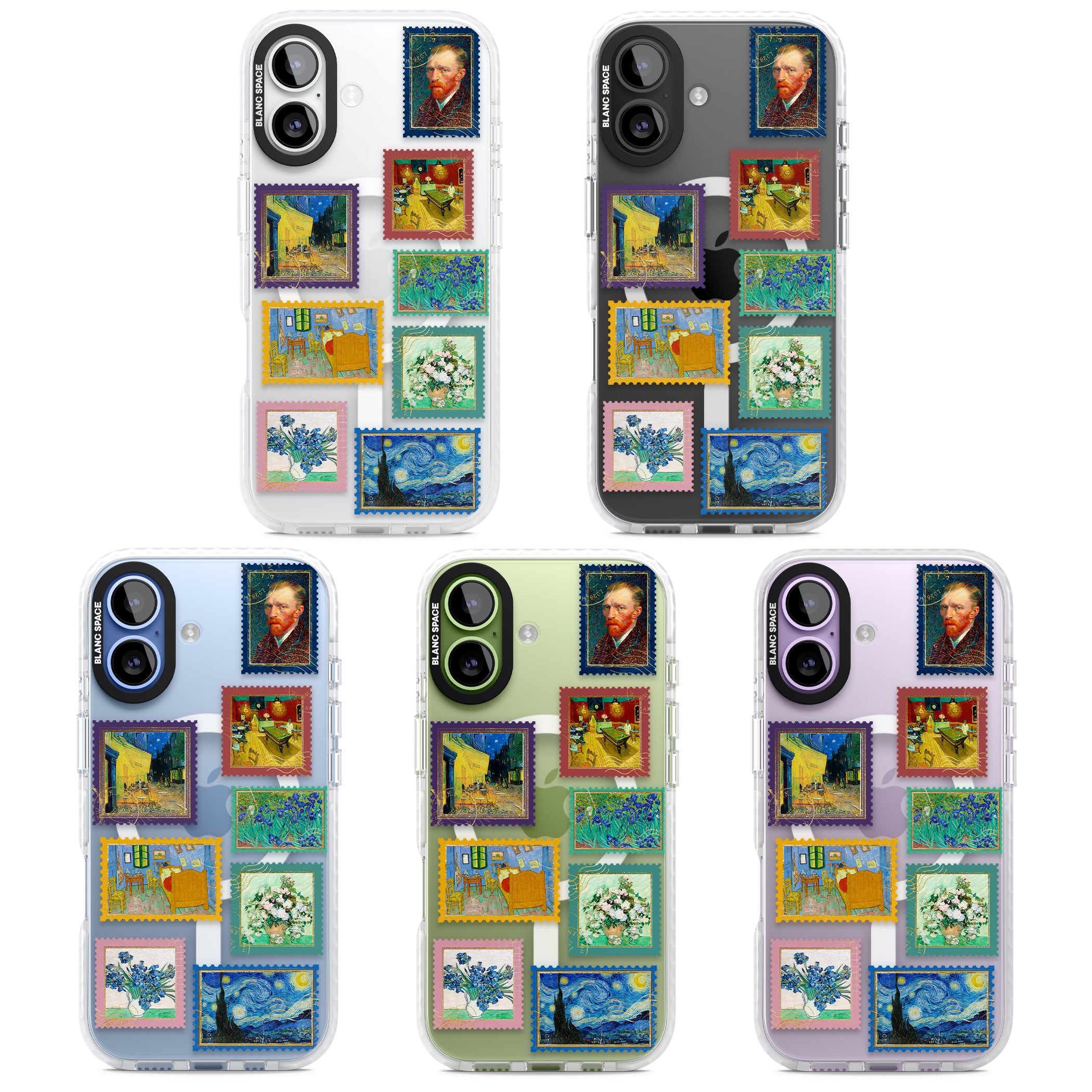 Colourful Vintage Art Stamps iPhone 17 Impact Pro Clear Phone Case APT Impact Protection