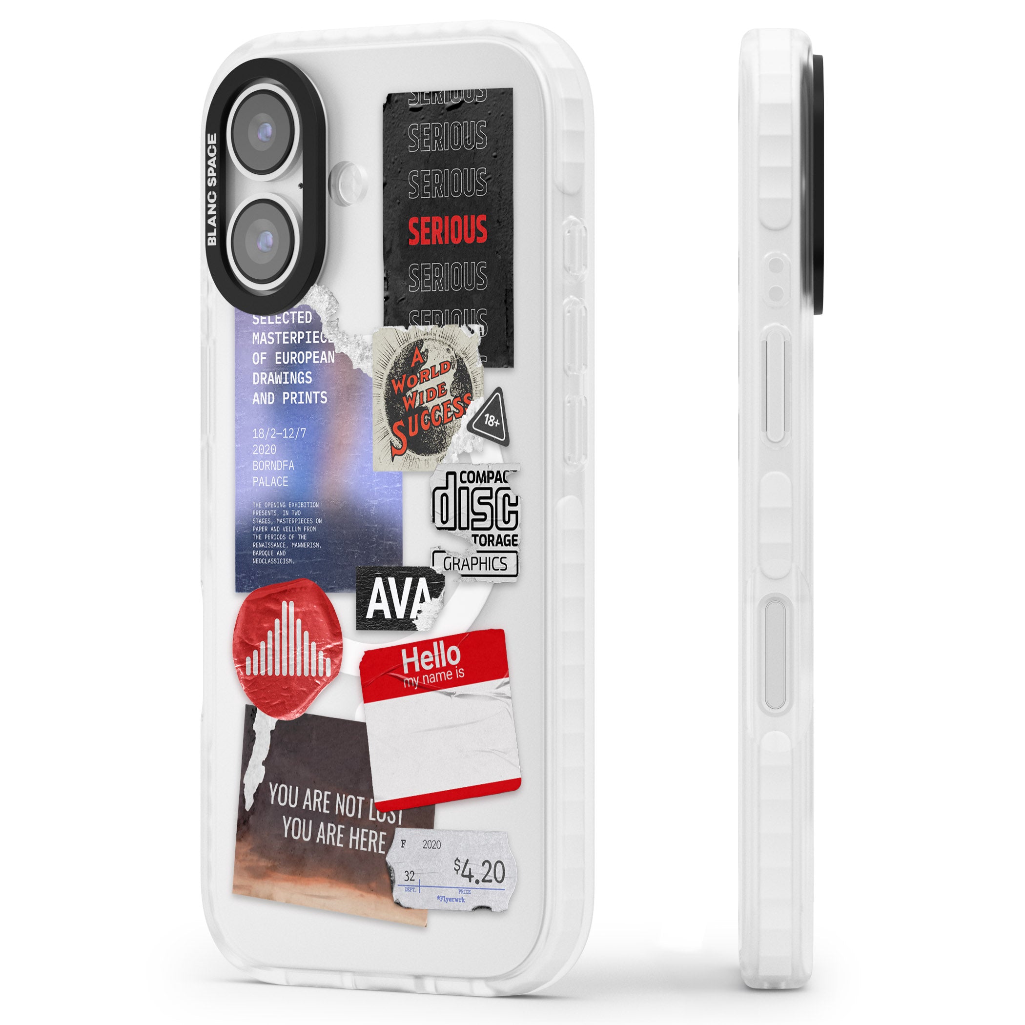 Red & Black Sticker Mix iPhone 17 Impact Pro Clear Phone Case Side Profile