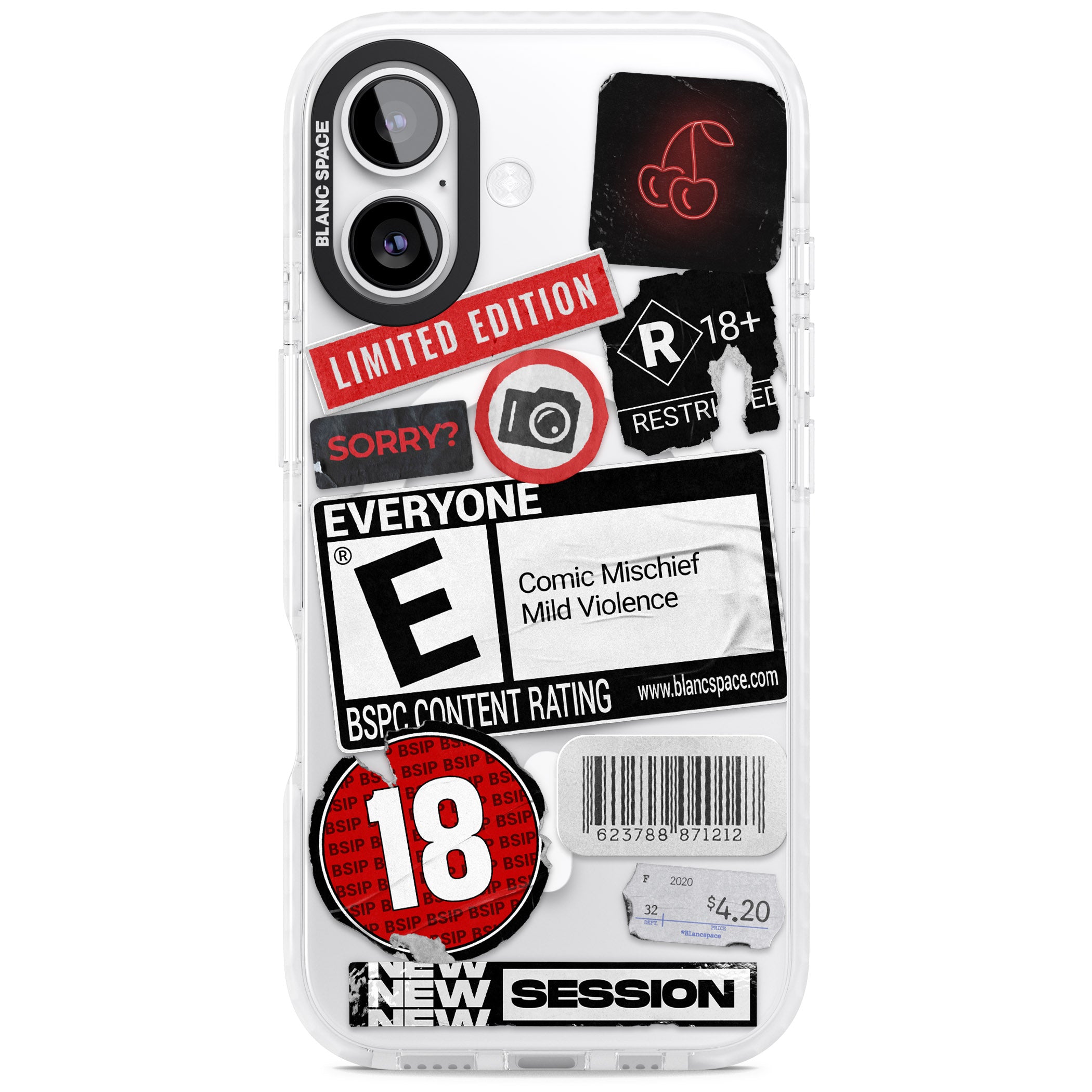 Rated 18+ Sticker Mix iPhone 17 Impact Pro Clear Phone Case