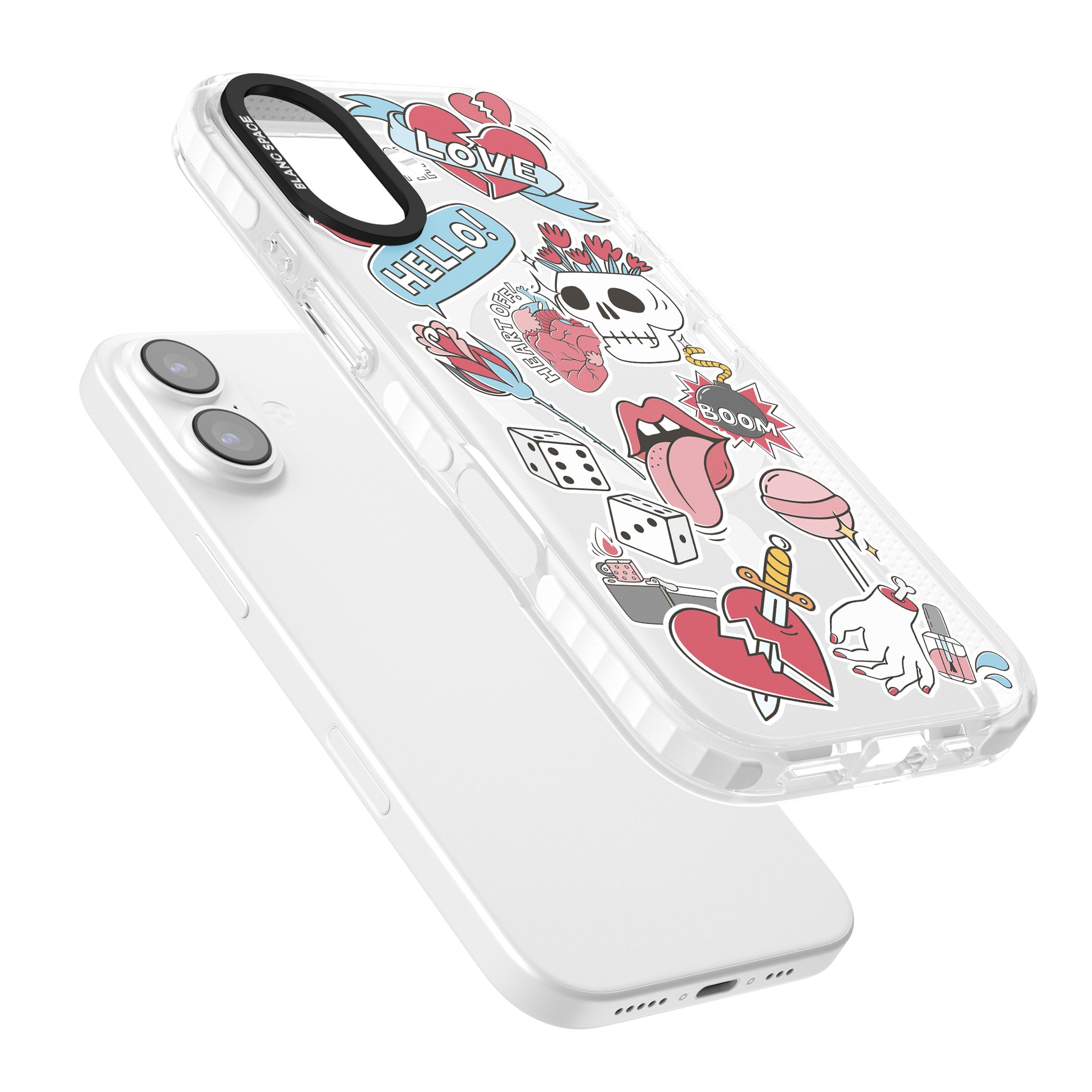 Skull & Flowers Stickers iPhone 17 Impact Pro Clear Phone Case Colours