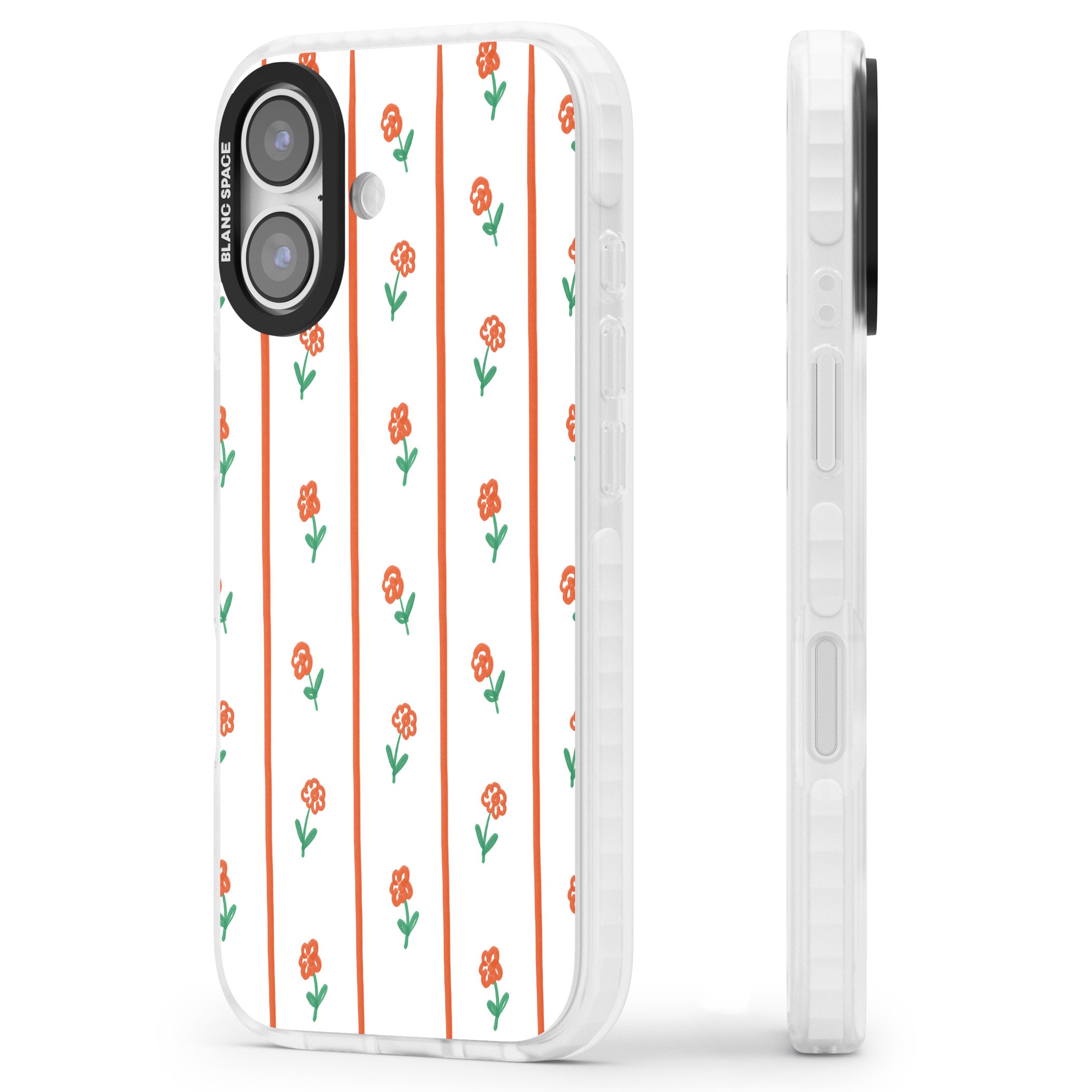 Minimal Floral Stripe iPhone 17 Impact Pro Clear Phone Case Side Profile