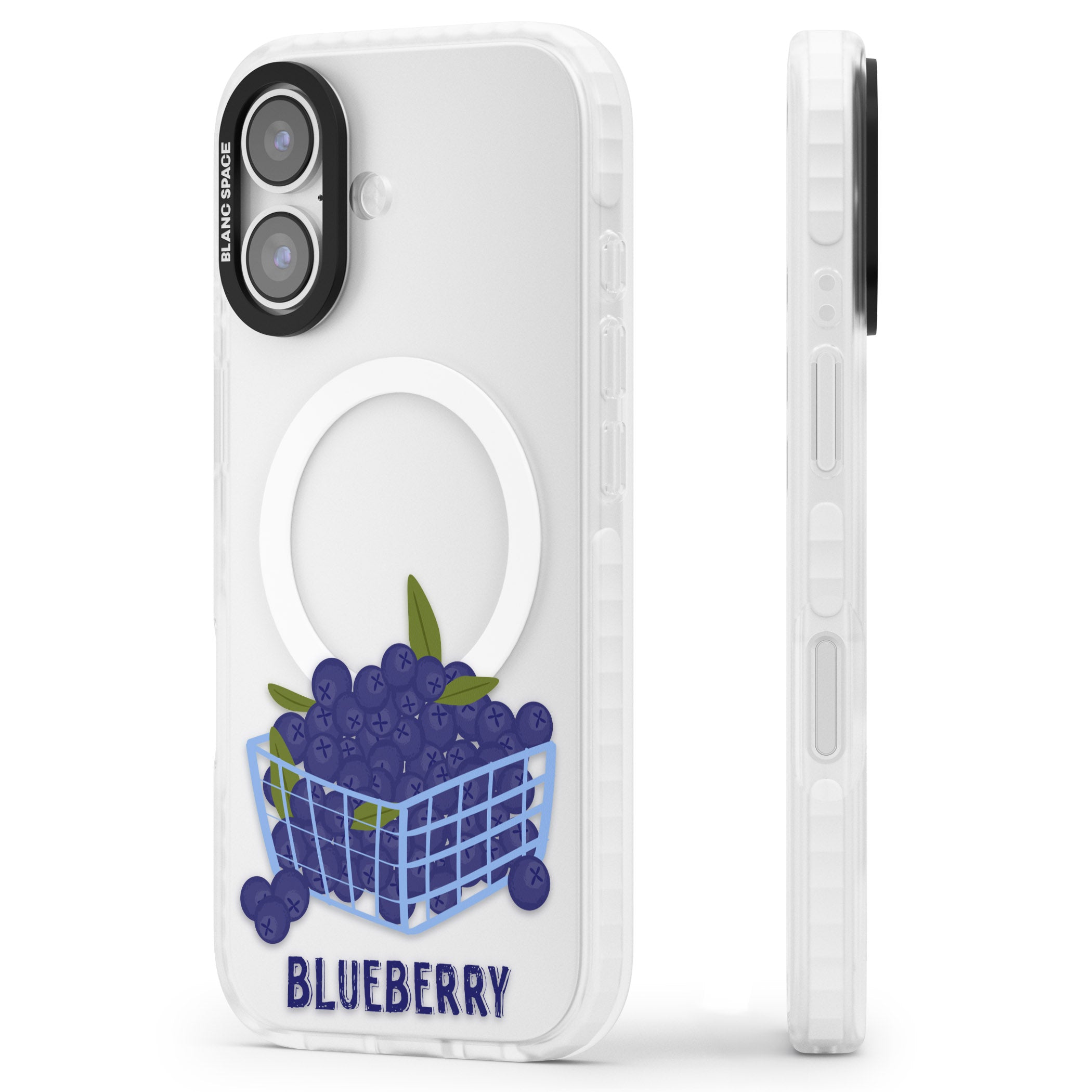 Blueberry Basket iPhone 17 Impact Pro Clear Phone Case Side Profile