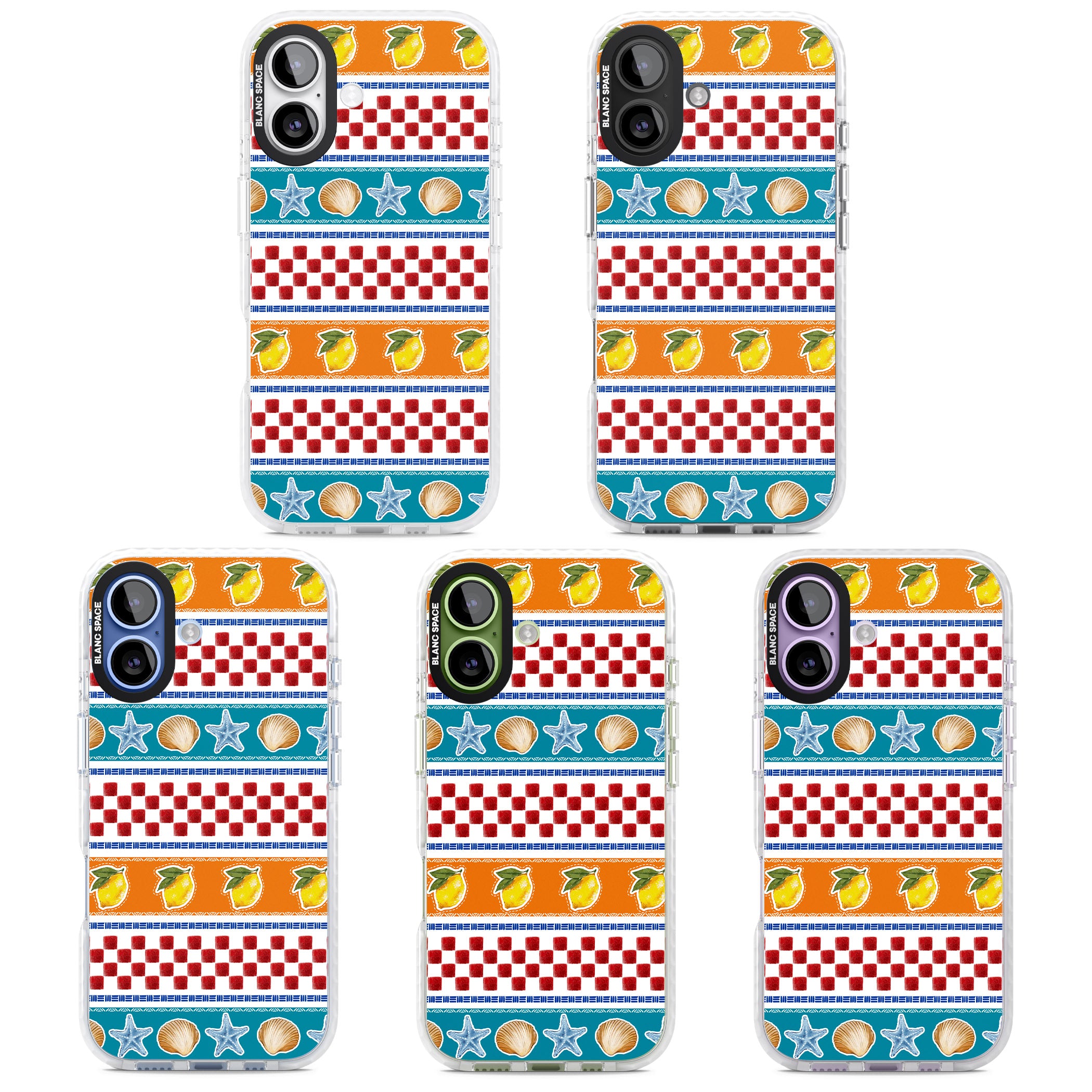 Coastal Italian Check Pattern iPhone 17 Impact Pro Clear Phone Case APT Impact Protection