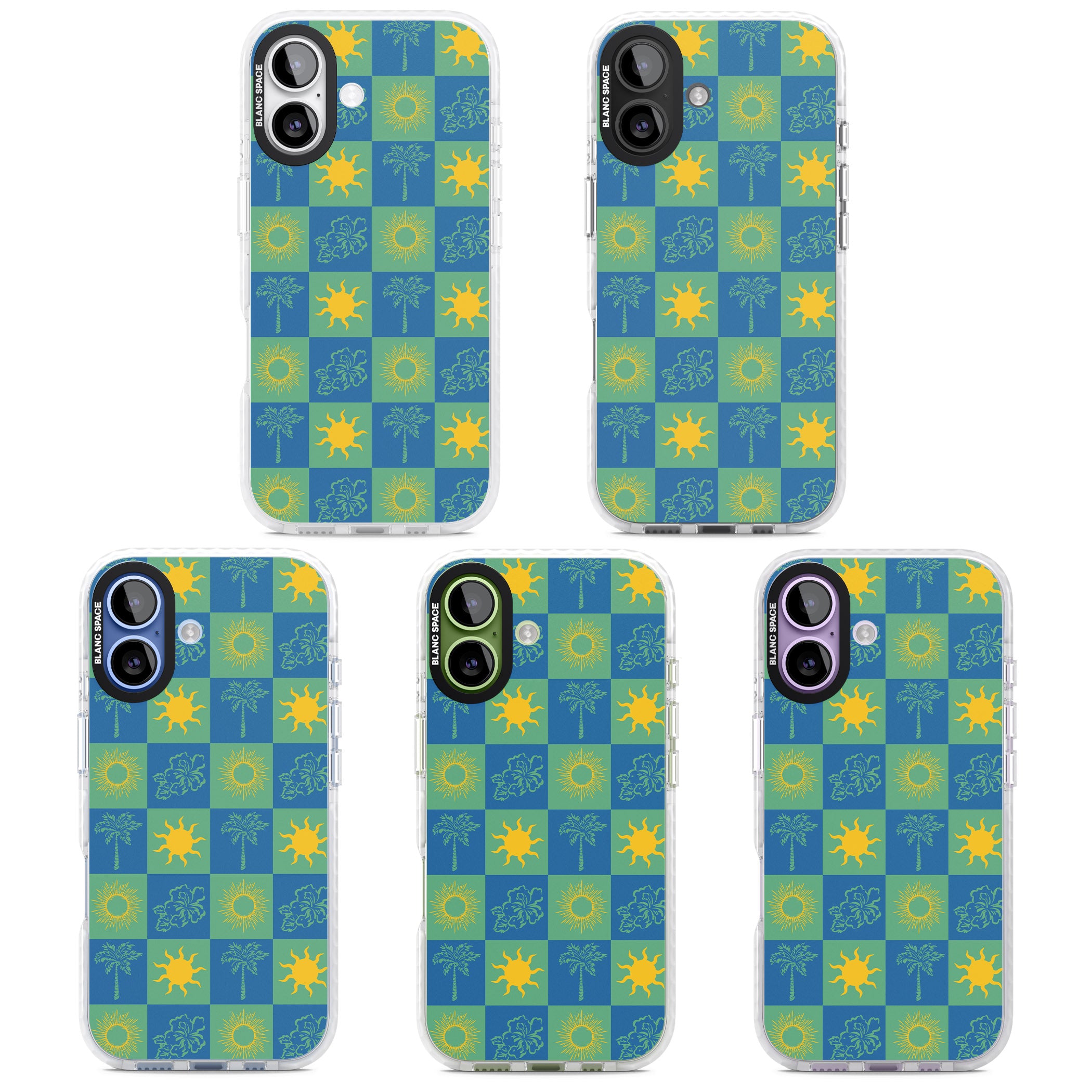 Green & Blue Tropical Checked iPhone 17 Impact Pro Clear Phone Case APT Impact Protection