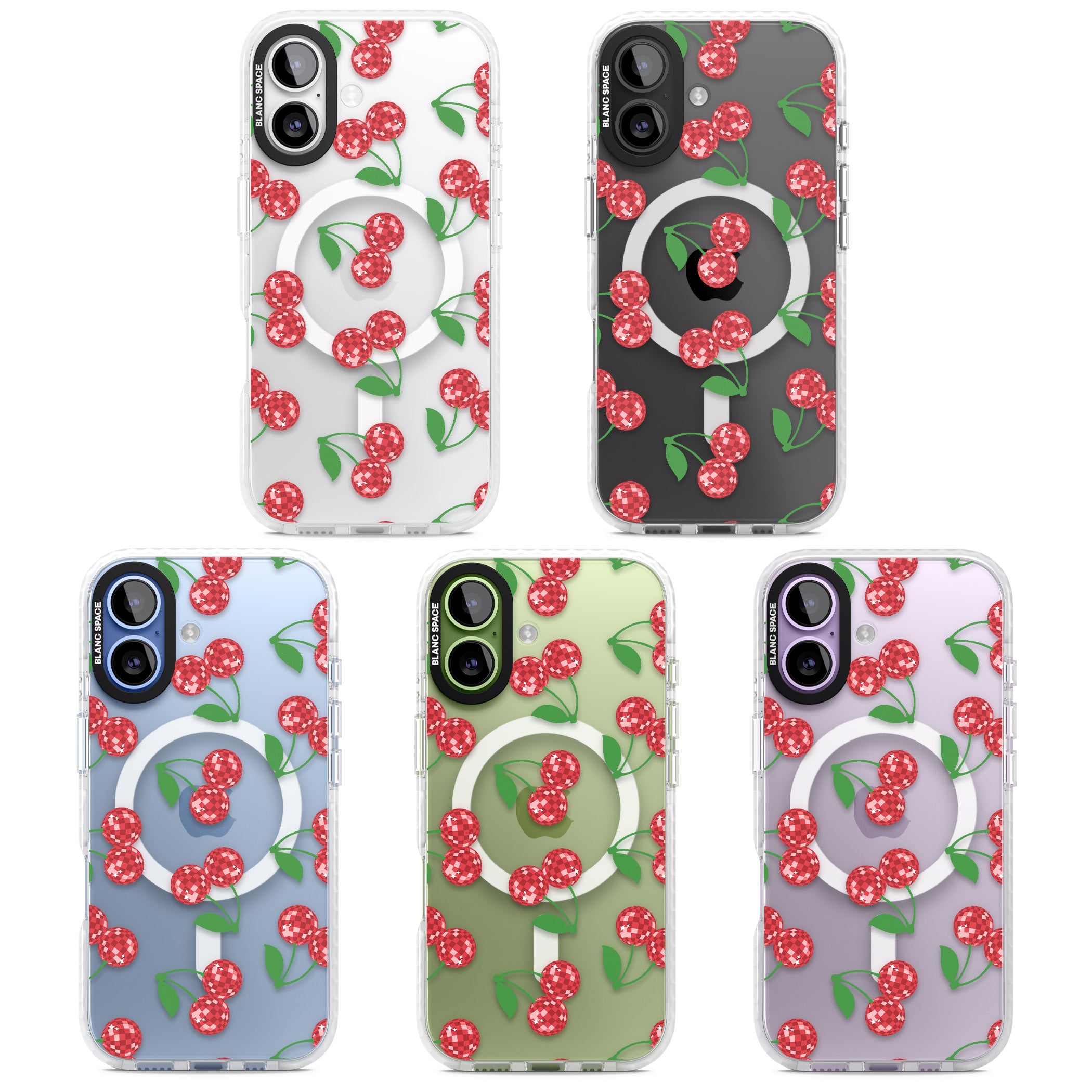 Disco Cherry Pattern iPhone 17 Impact Pro Clear Phone Case APT Impact Protection