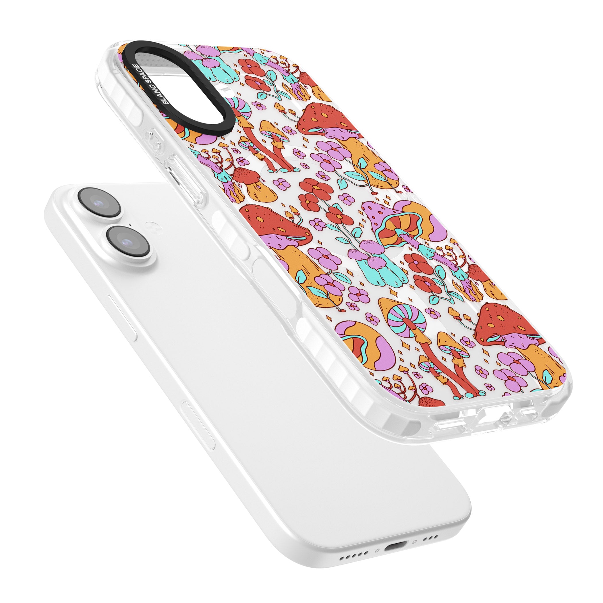 Psychedelic Flowers & Mushrooms iPhone 17 Impact Pro Clear Phone Case Colours