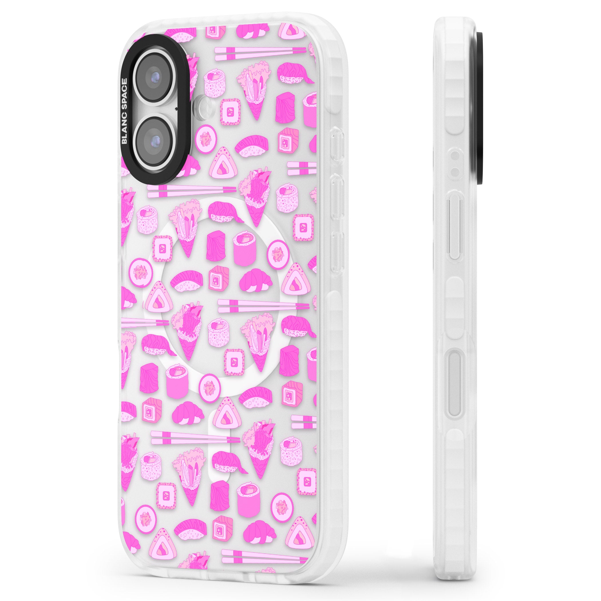 Pink Sushi Pop iPhone 17 Impact Pro Clear Phone Case Side Profile