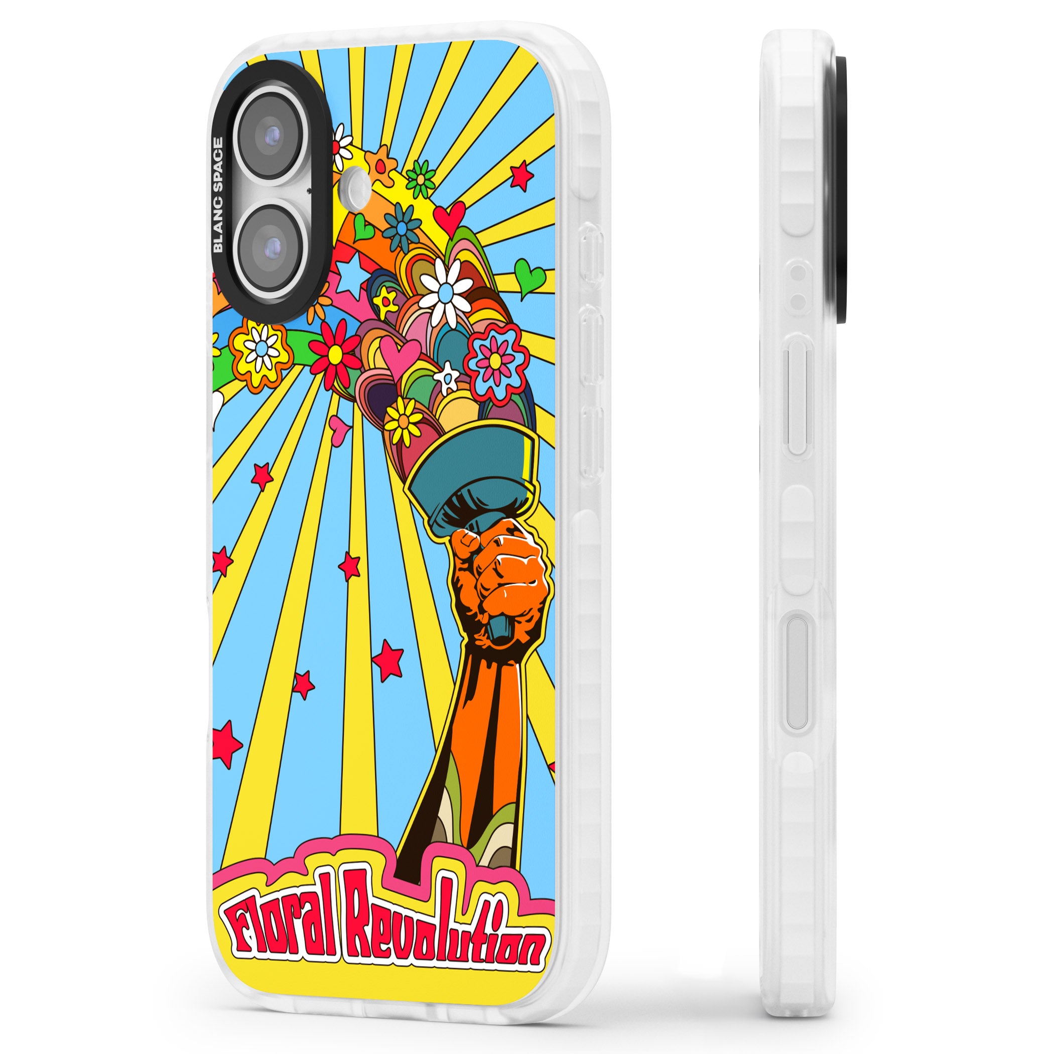 Floral Revolution iPhone 17 Impact Pro Clear Phone Case Side Profile