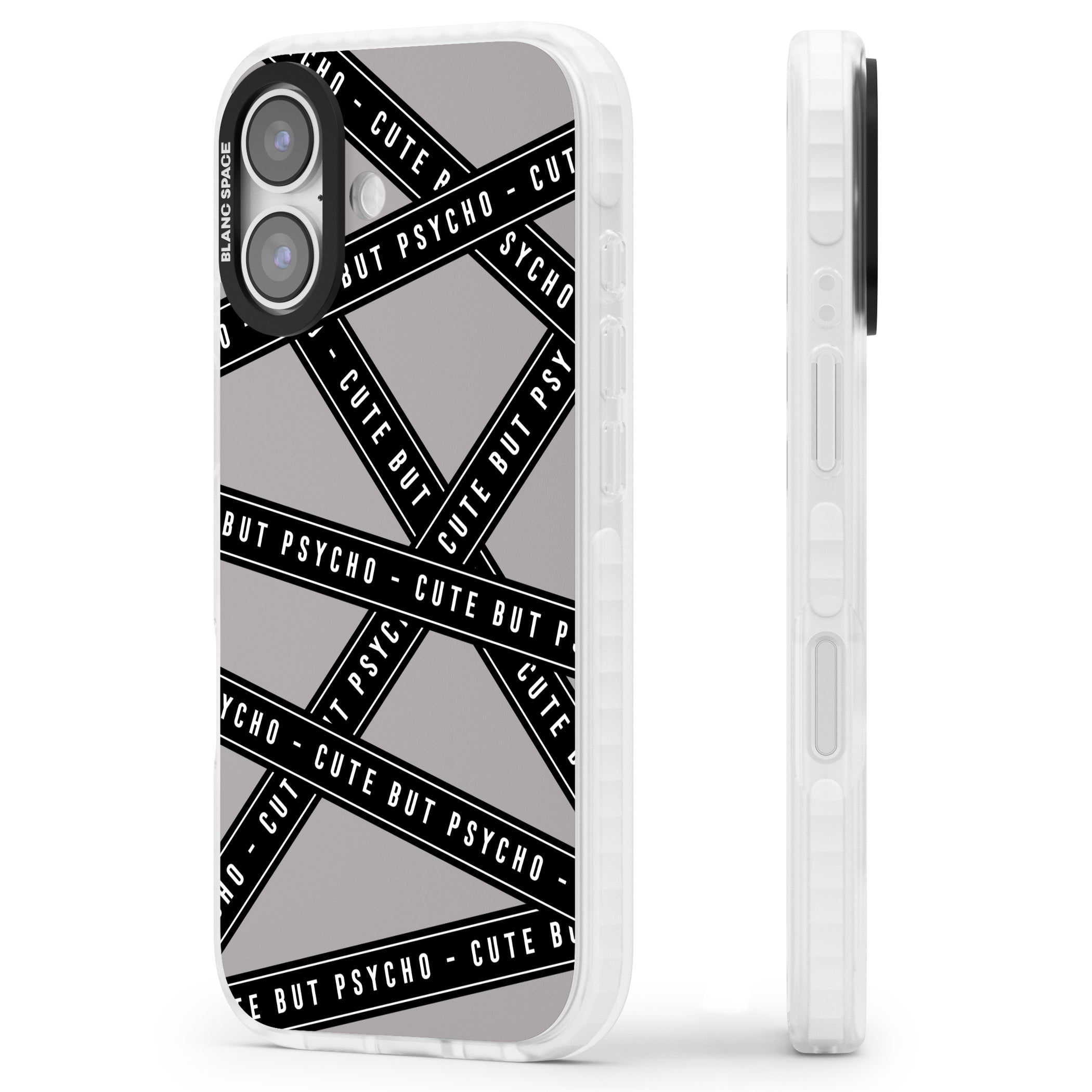 Cute But Psycho iPhone 17 Impact Pro Clear Phone Case Side Profile